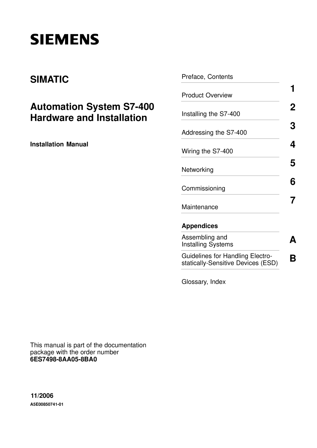 Siemens S7-400 installation manual Simatic 