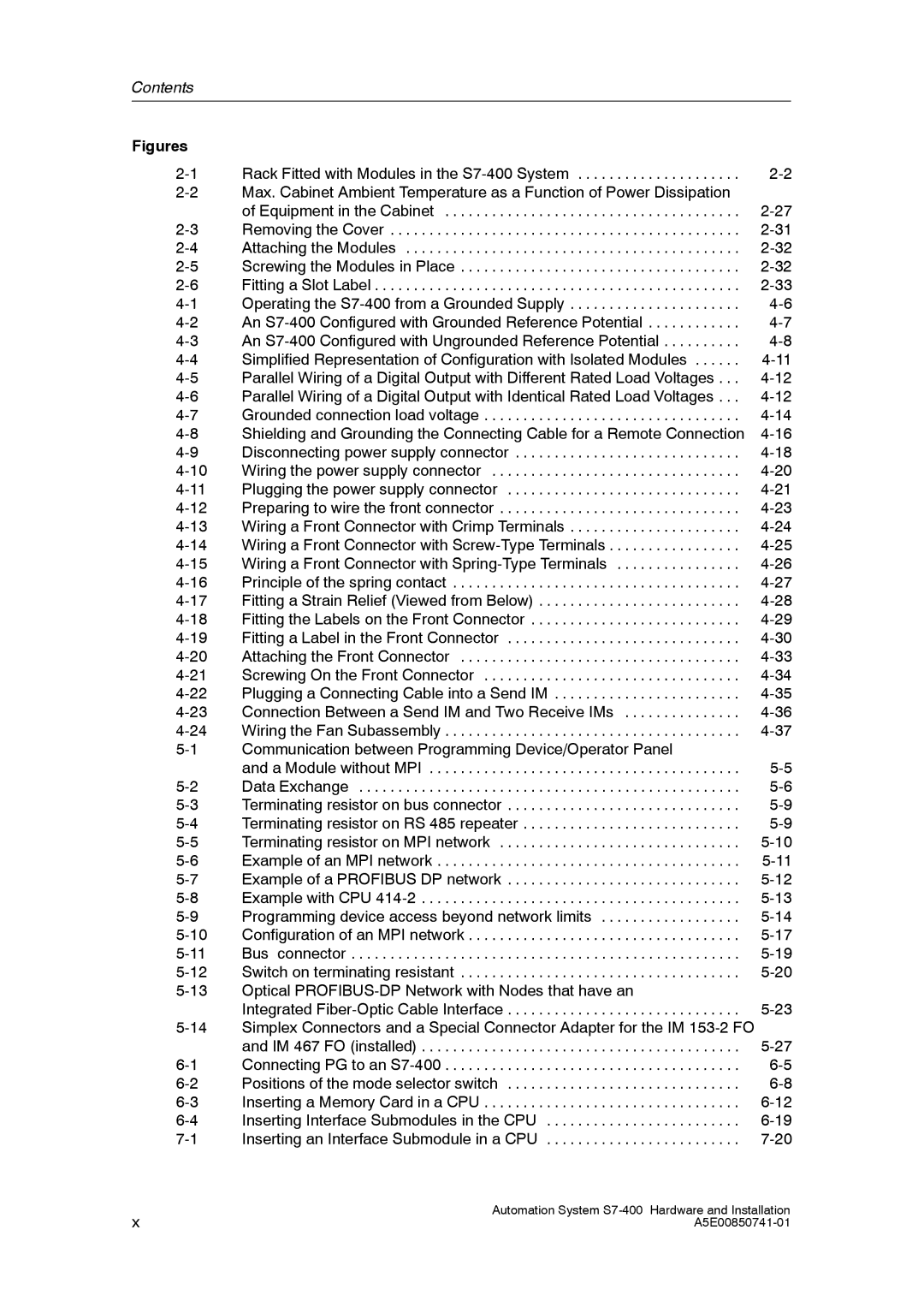 Siemens S7-400 installation manual Figures 