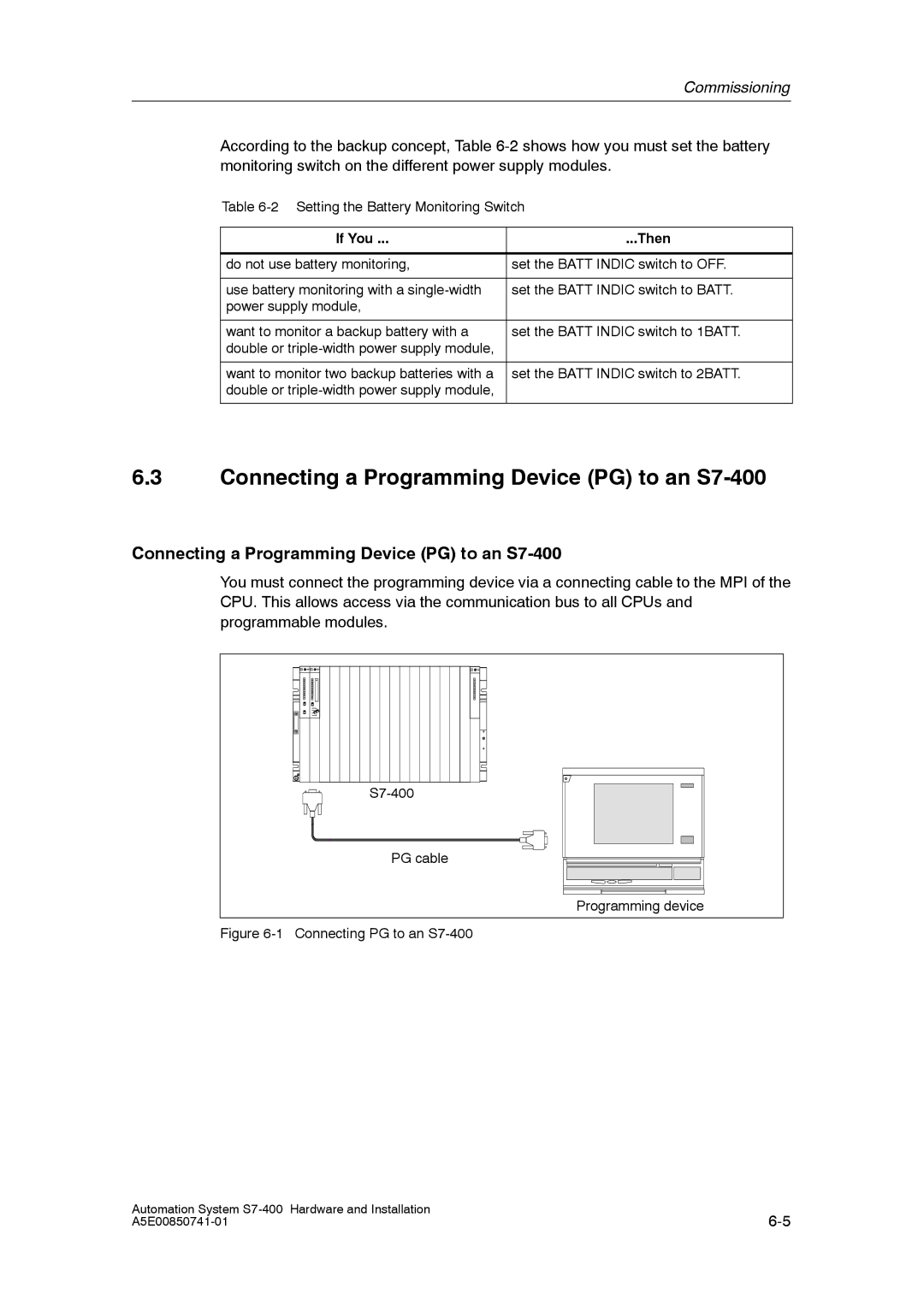 Siemens installation manual Connecting a Programming Device PG to an S7-400, If You Then 