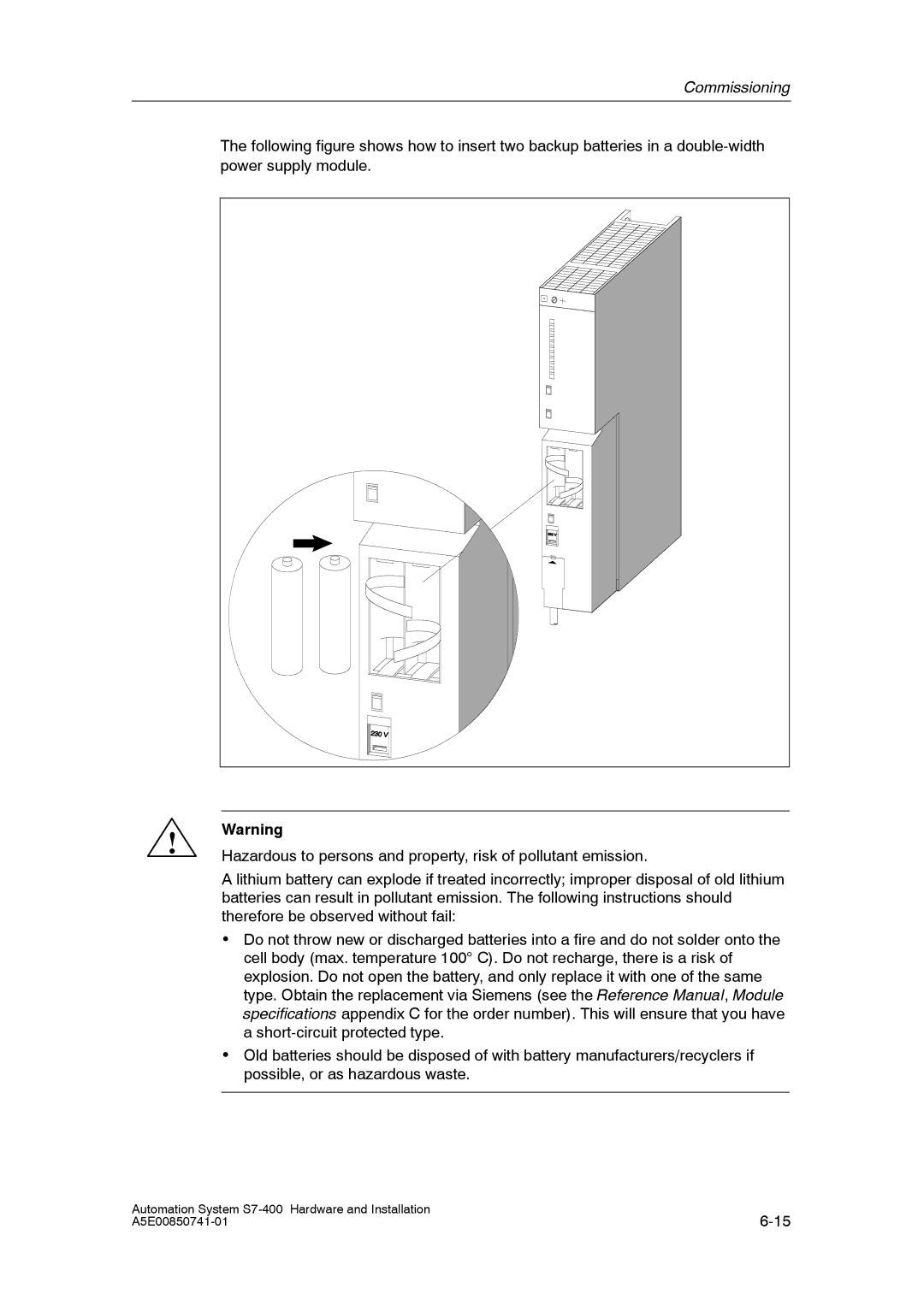 Siemens S7-400 installation manual Commissioning 