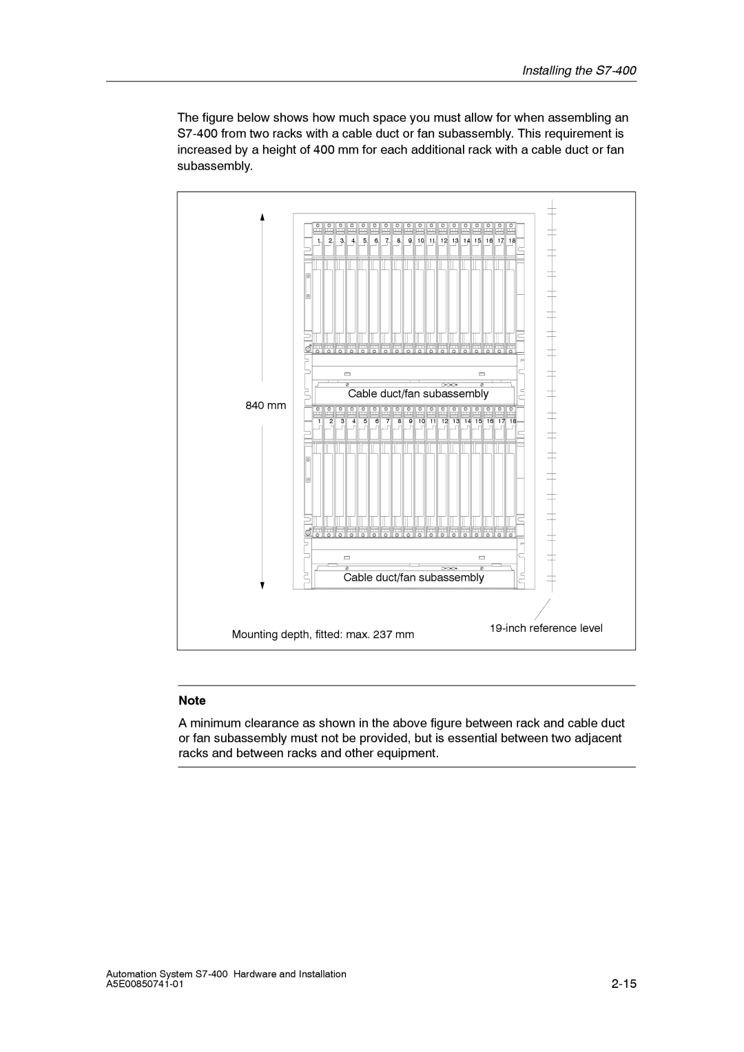 Siemens S7-400 installation manual mm Cable duct/fan subassembly 