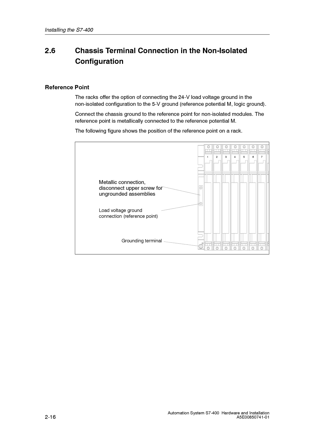 Siemens S7-400 installation manual Reference Point 