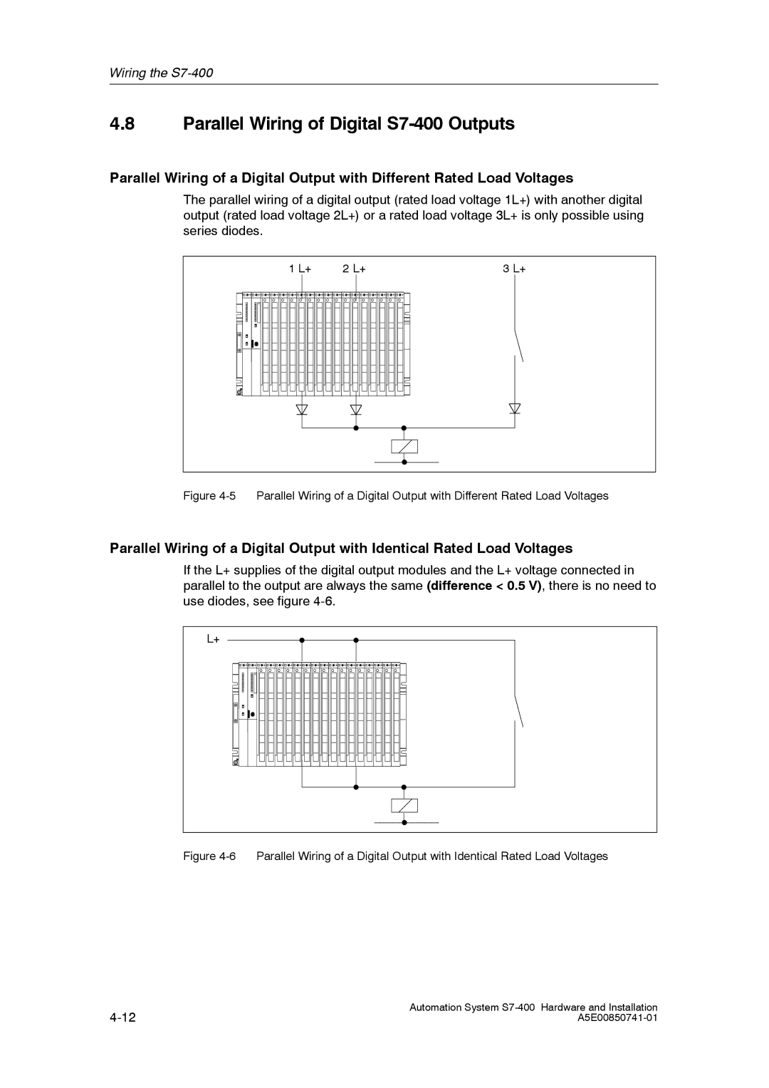 Siemens installation manual Parallel Wiring of Digital S7-400 Outputs 