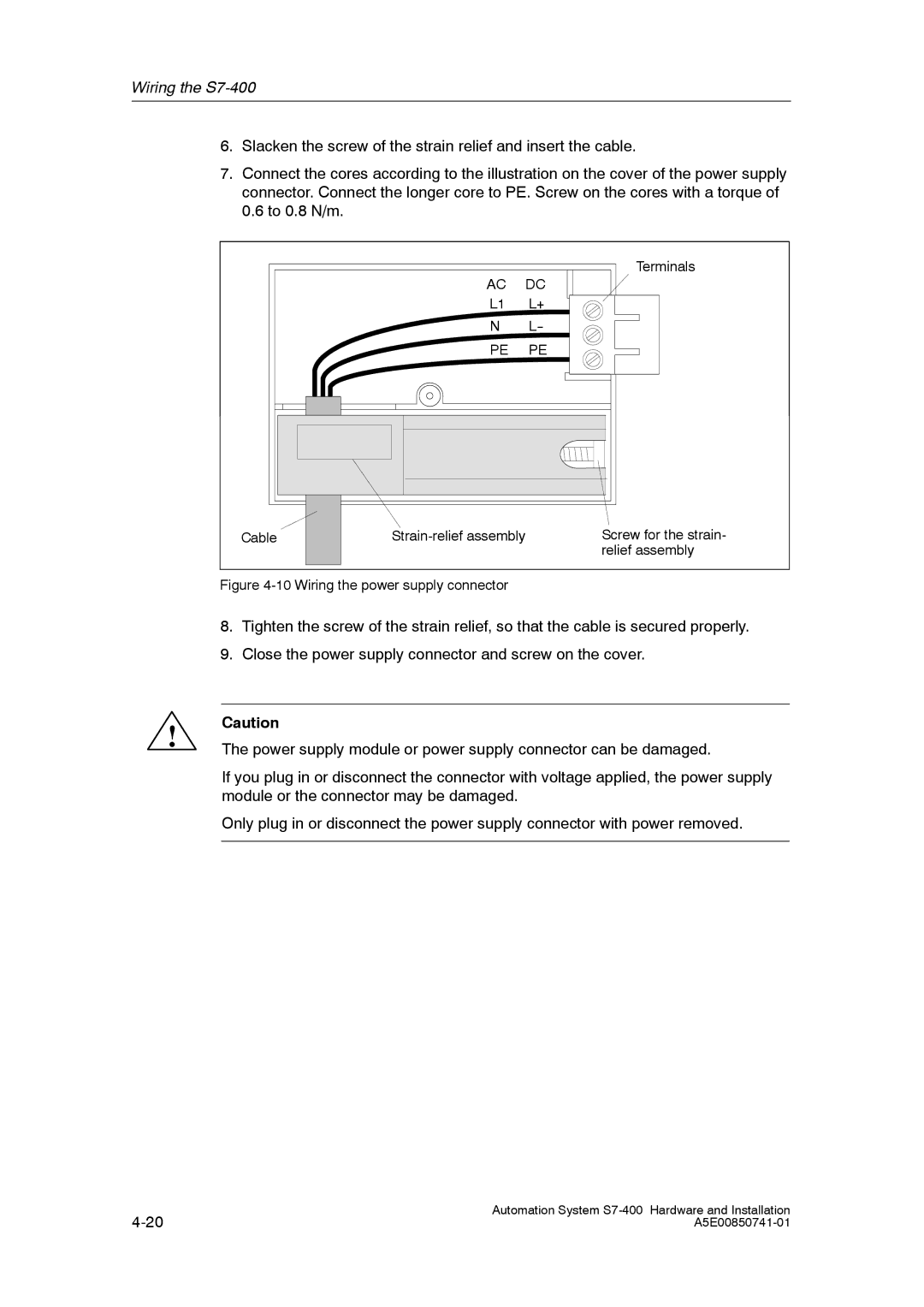 Siemens S7-400 installation manual AC DC L1 L+ 