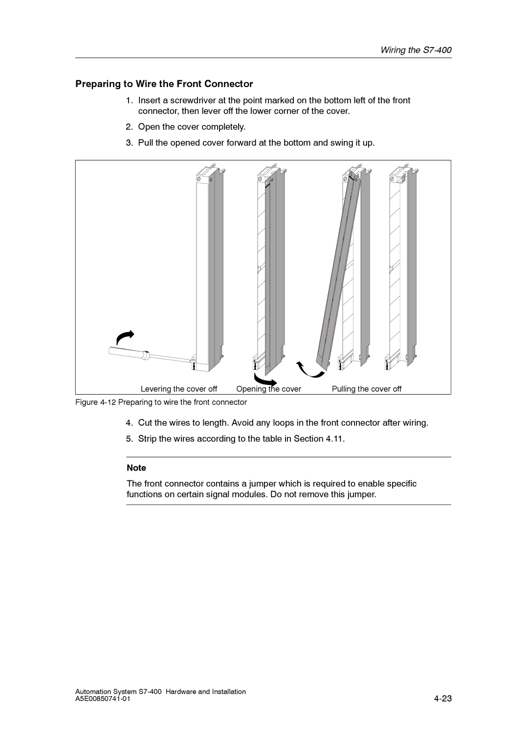 Siemens S7-400 installation manual Preparing to Wire the Front Connector, Preparing to wire the front connector 