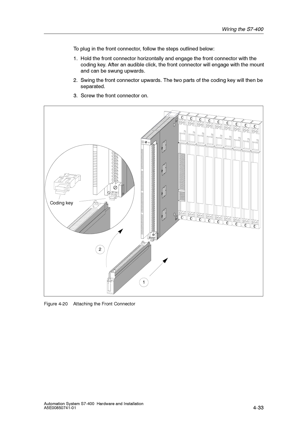 Siemens S7-400 installation manual Attaching the Front Connector 