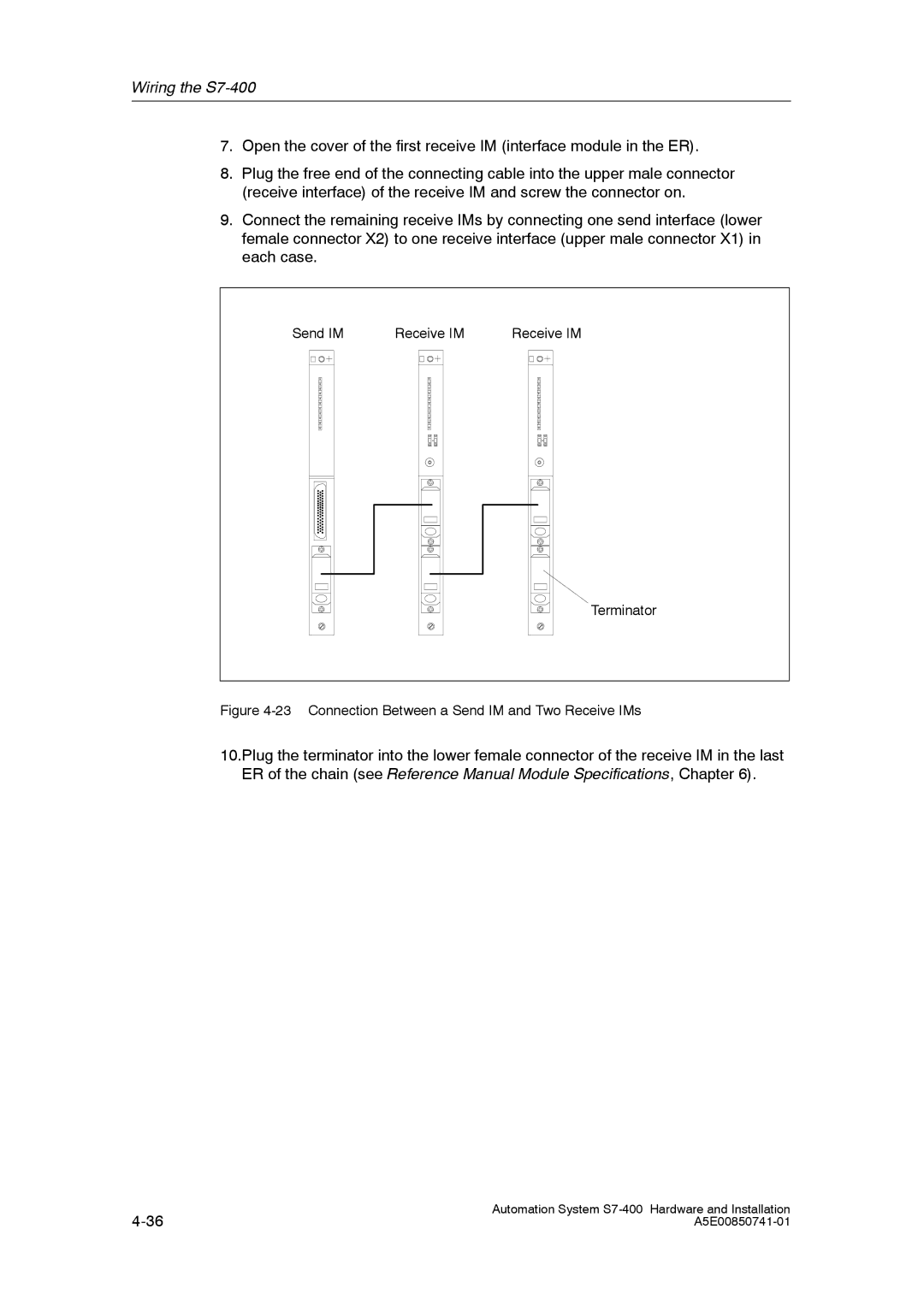 Siemens S7-400 installation manual Connection Between a Send IM and Two Receive IMs 