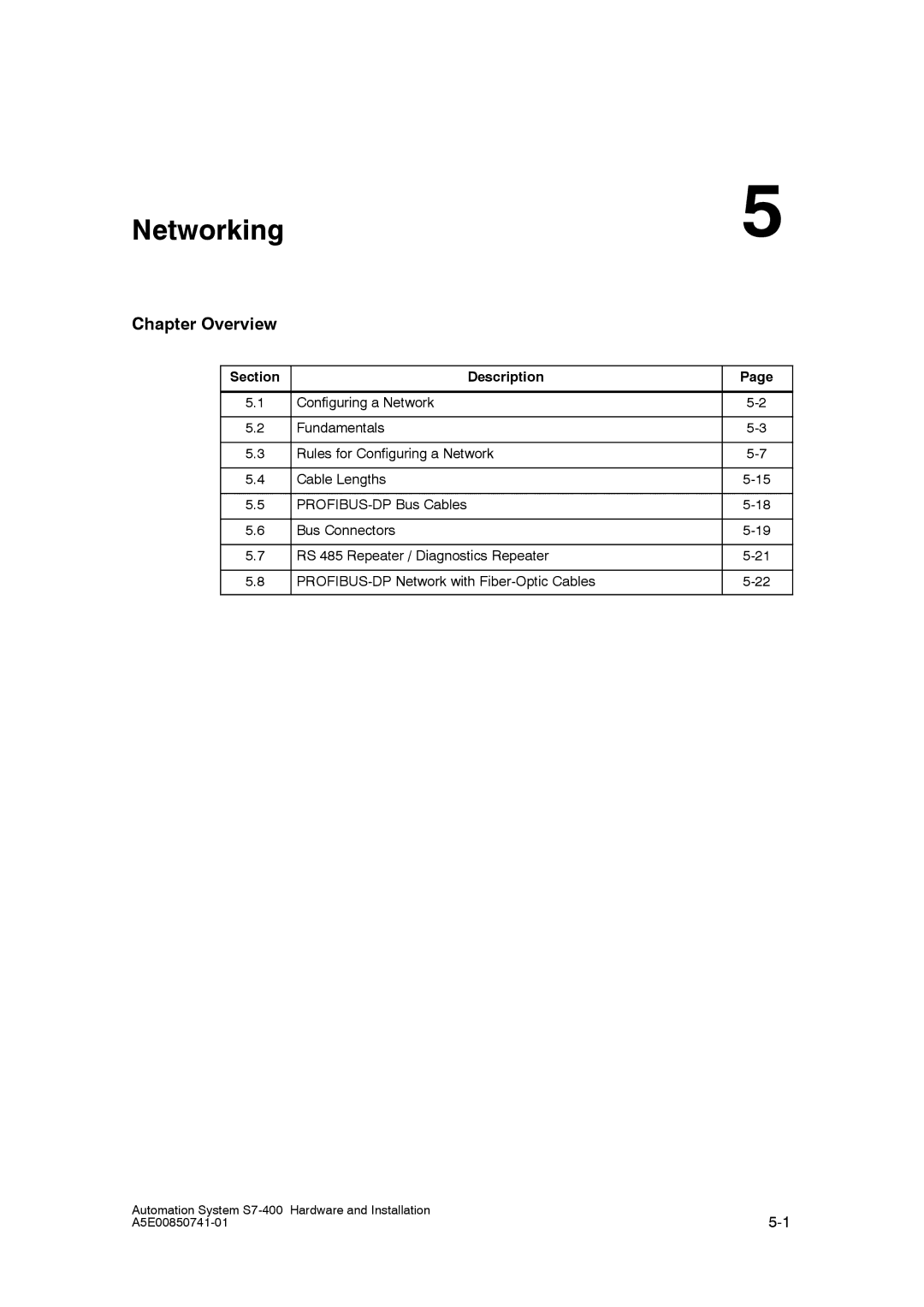 Siemens S7-400 installation manual Networking 