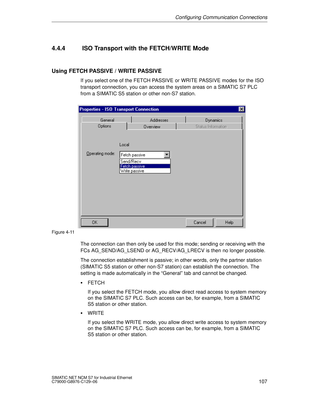 Siemens S7 appendix ISO Transport with the FETCH/WRITE Mode, Using Fetch Passive / Write Passive 