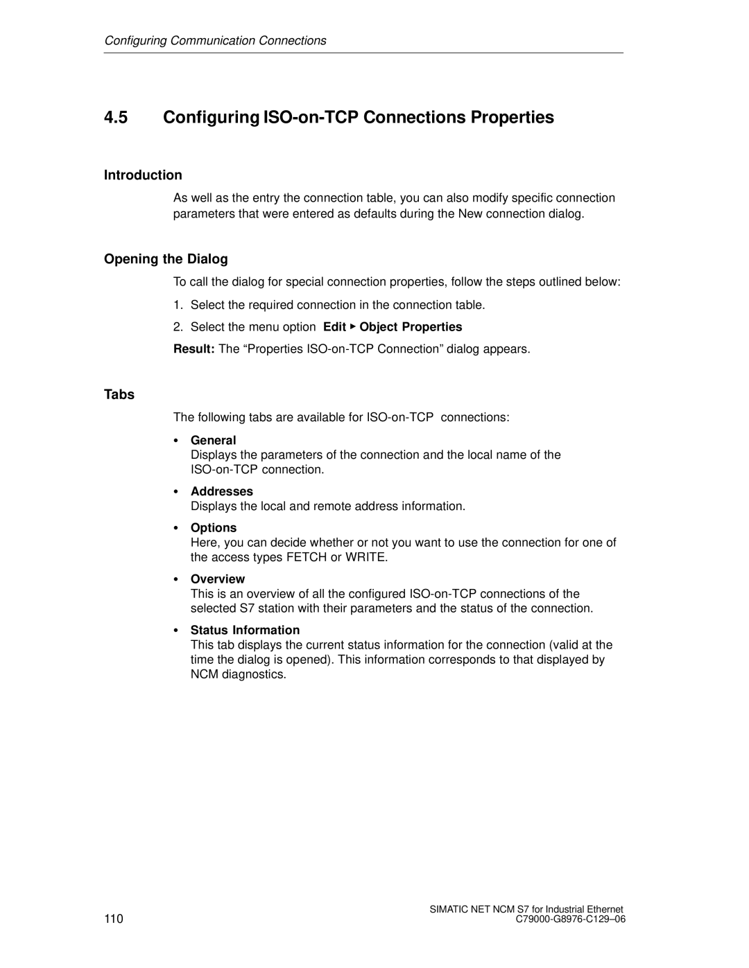 Siemens S7 appendix Configuring ISO-on-TCP Connections Properties, Introduction 