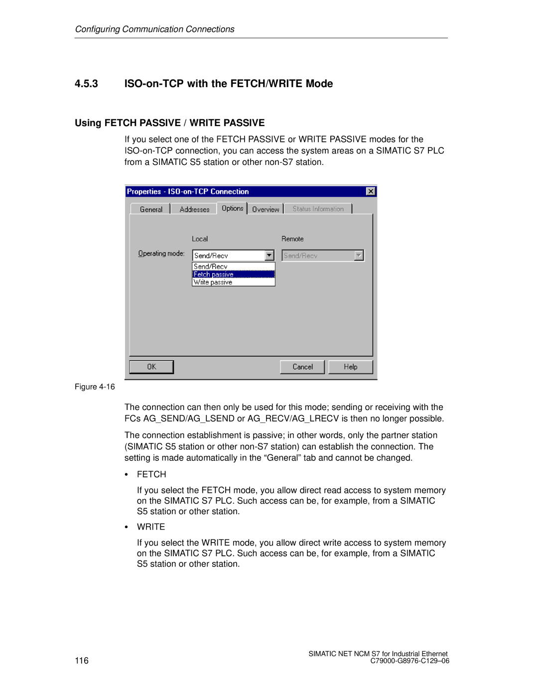 Siemens S7 appendix ISO-on-TCP with the FETCH/WRITE Mode, Using Fetch Passive / Write Passive 