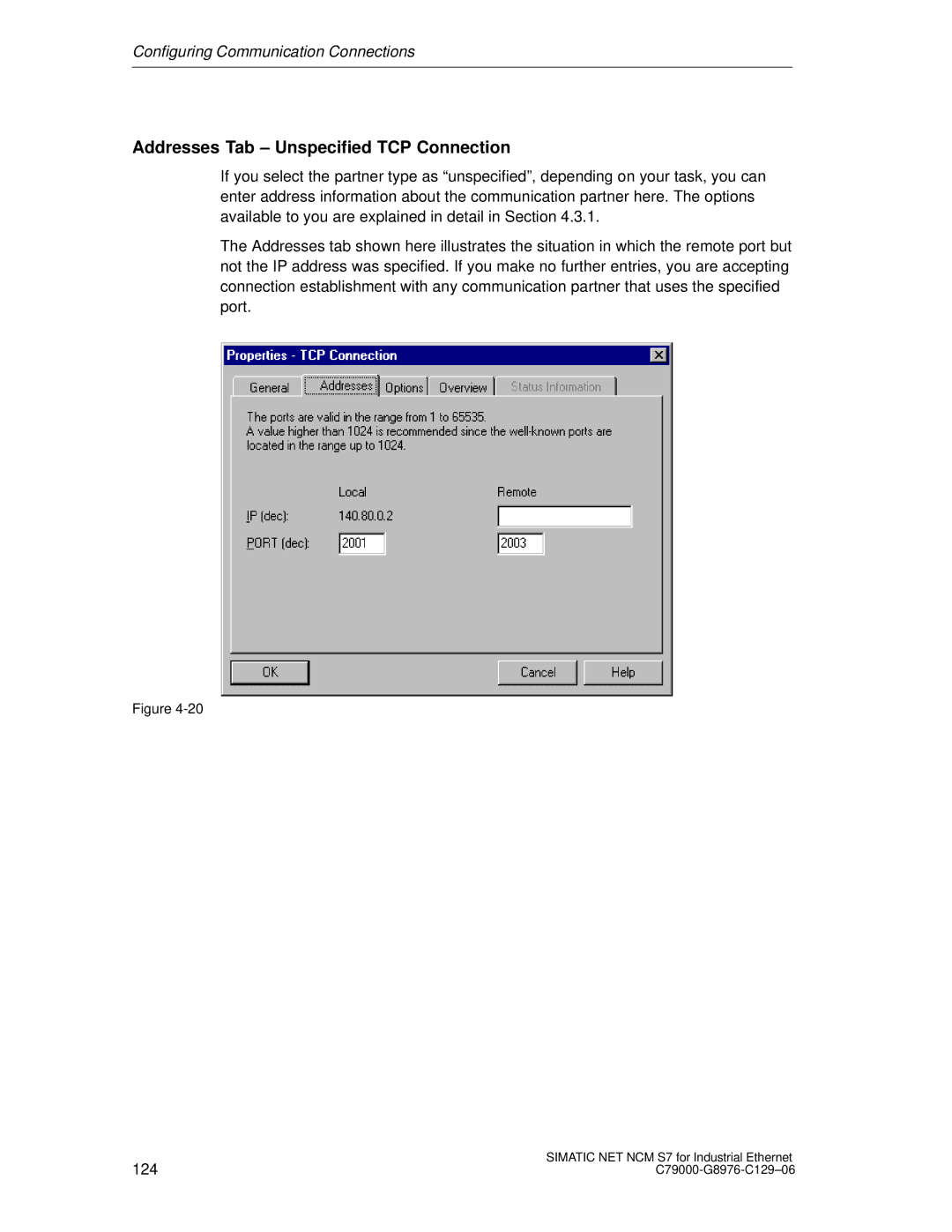 Siemens S7 appendix Addresses Tab Unspecified TCP Connection 