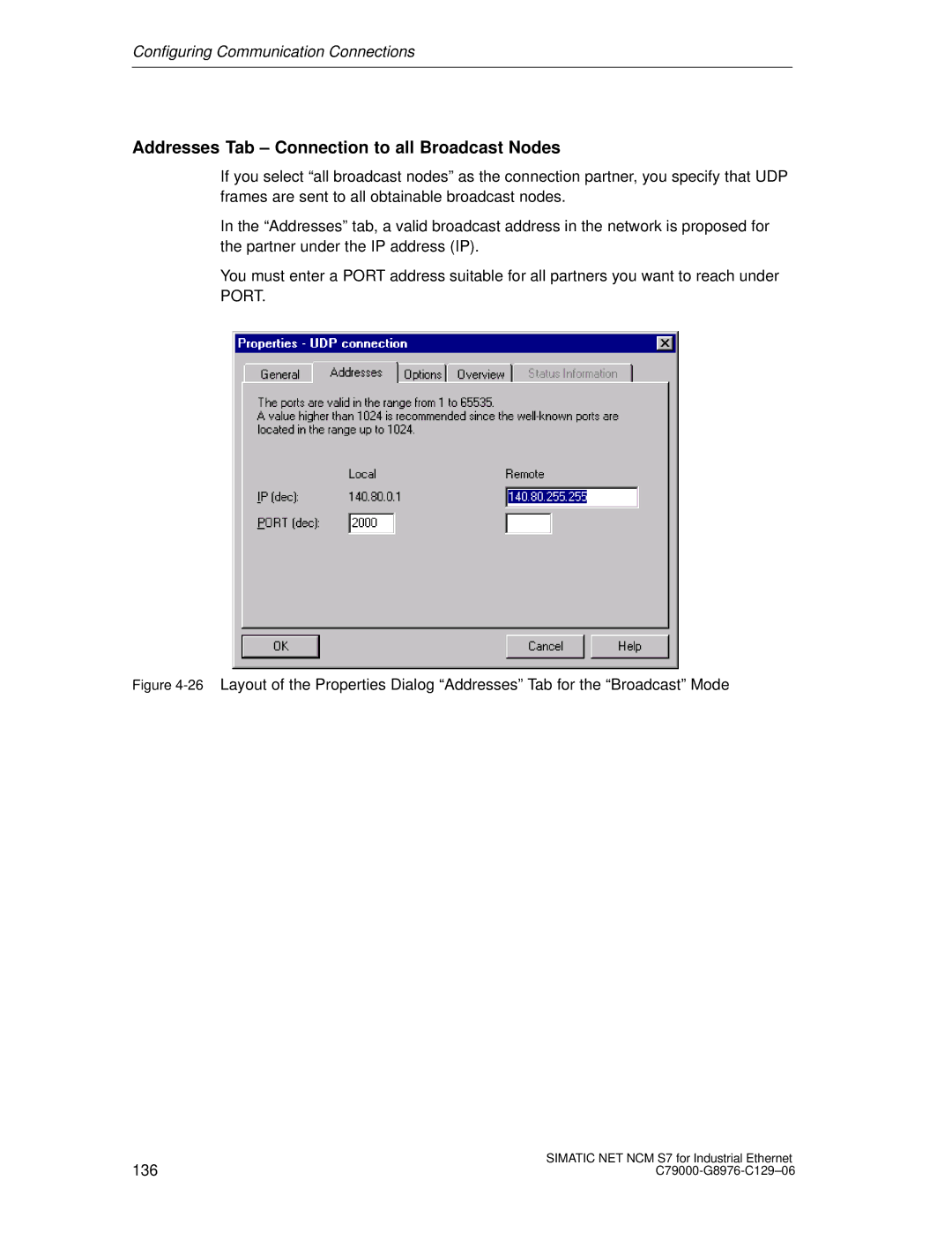 Siemens S7 appendix Addresses Tab Connection to all Broadcast Nodes 