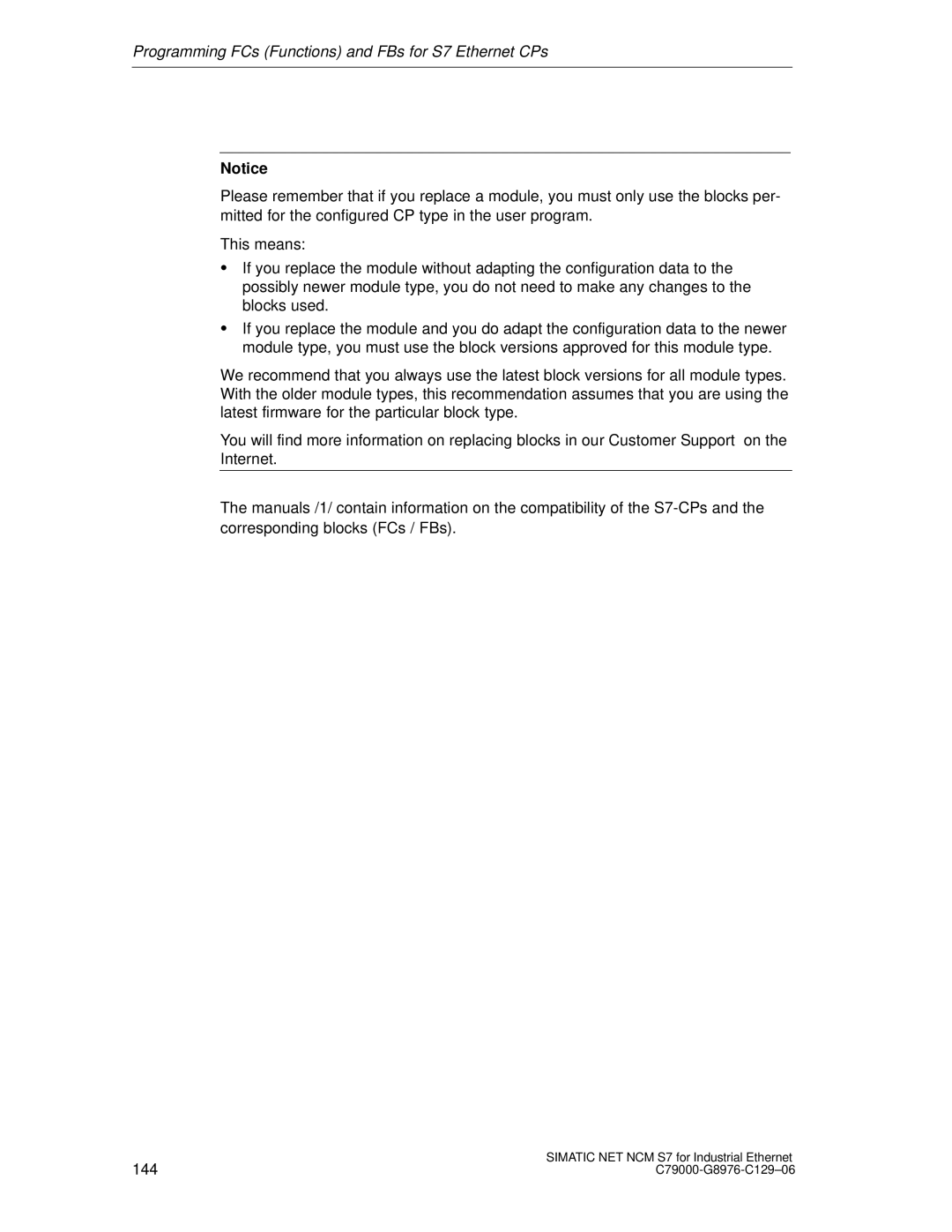 Siemens appendix Programming FCs Functions and FBs for S7 Ethernet CPs 