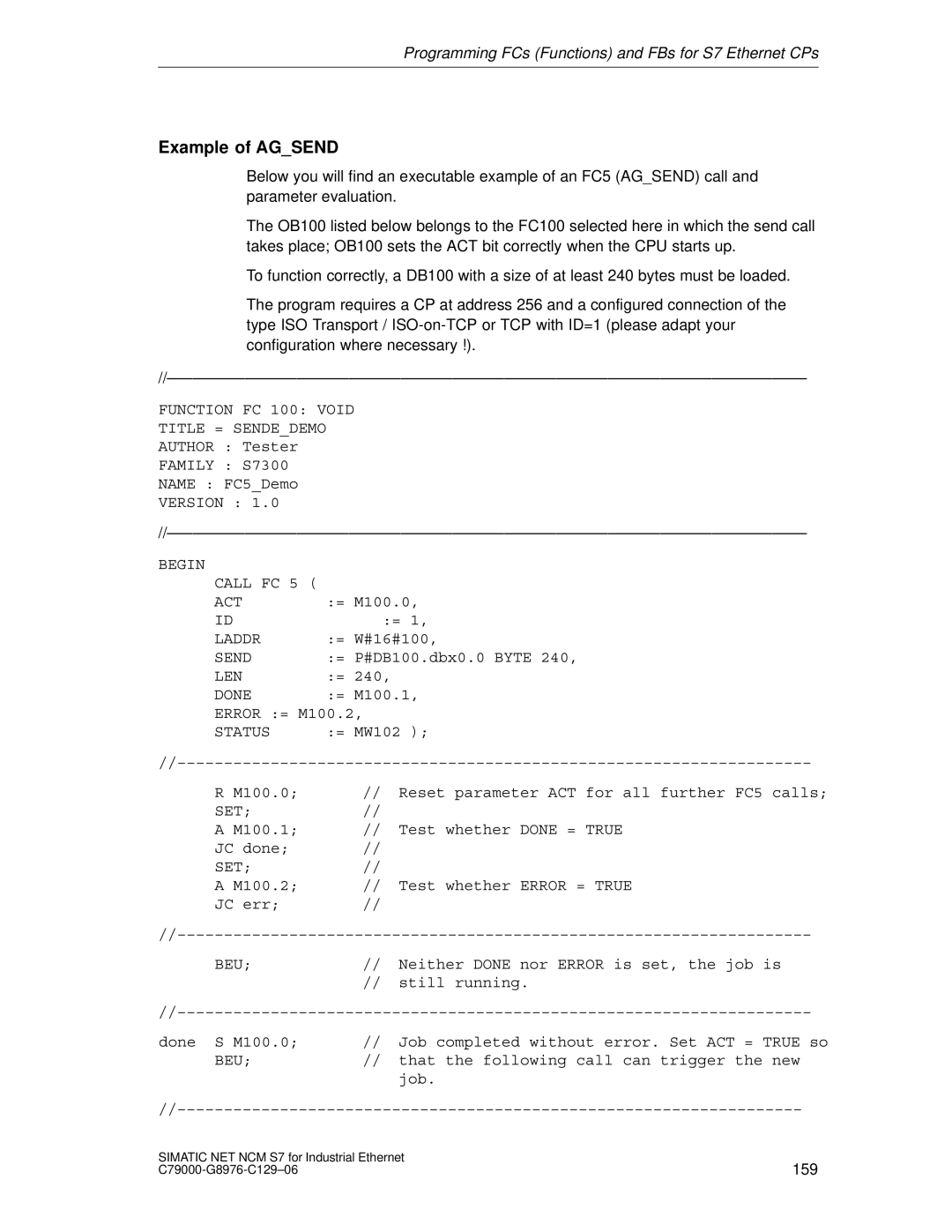 Siemens S7 appendix Example of Agsend, Beu 