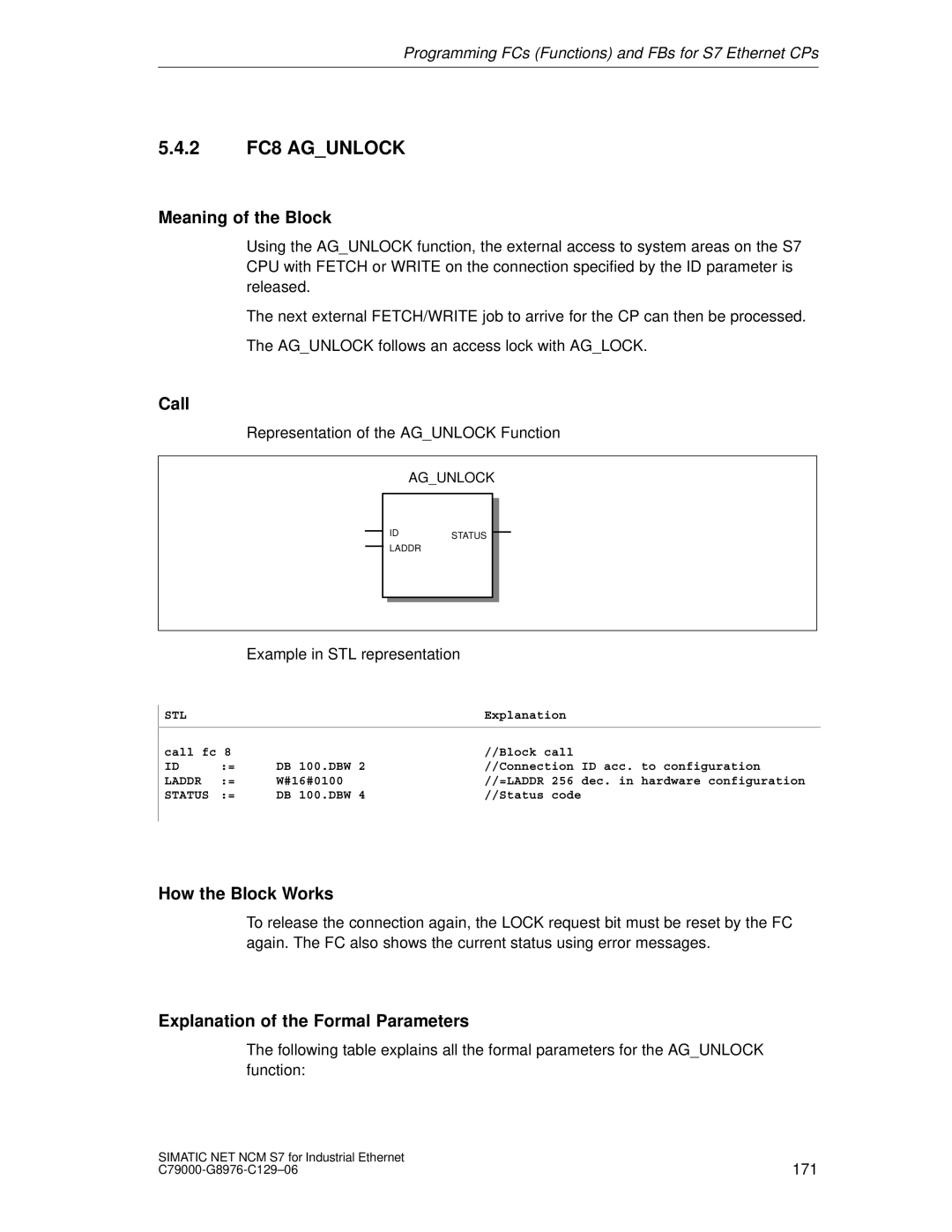 Siemens S7 appendix 2 FC8 Agunlock 