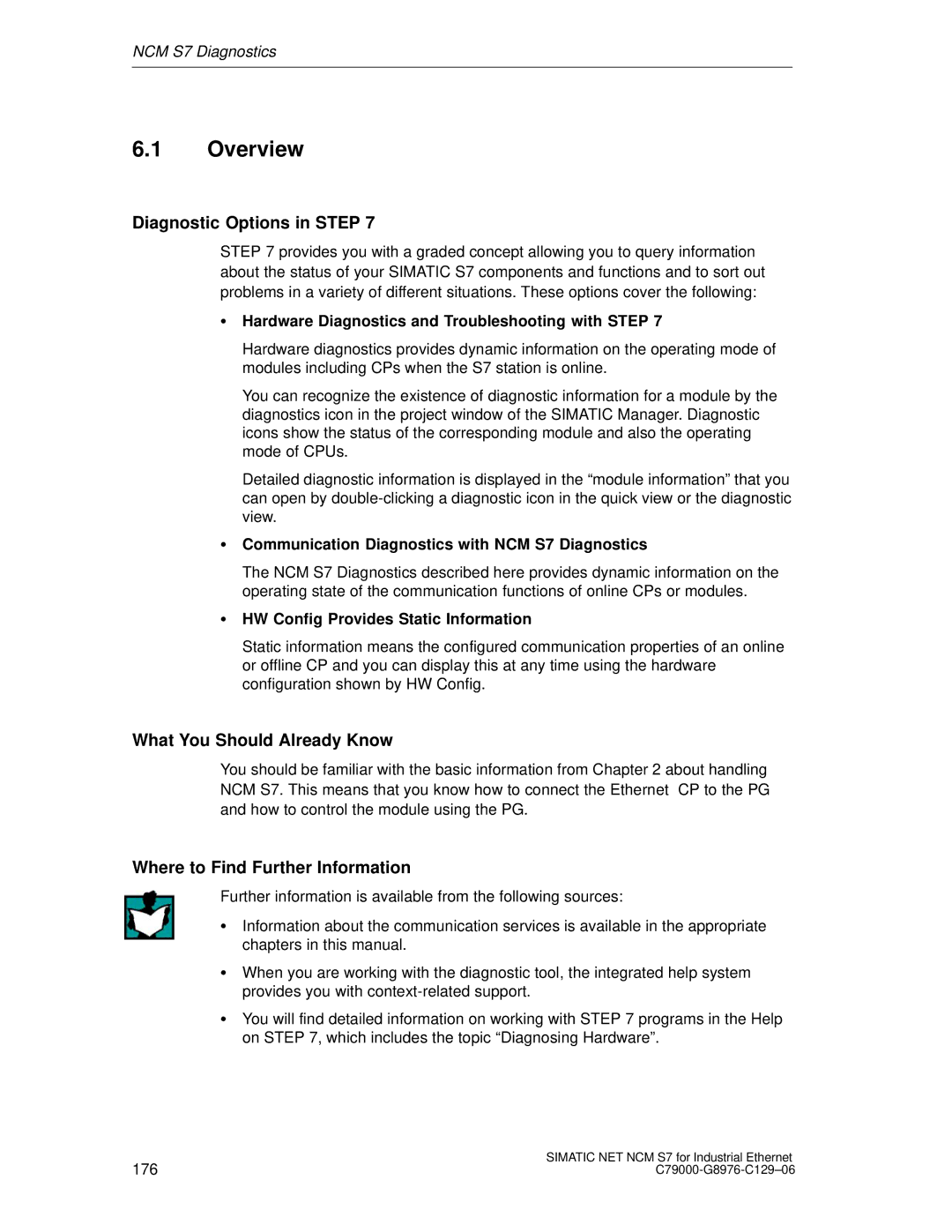 Siemens S7 appendix Overview, Diagnostic Options in Step, What You Should Already Know, Where to Find Further Information 