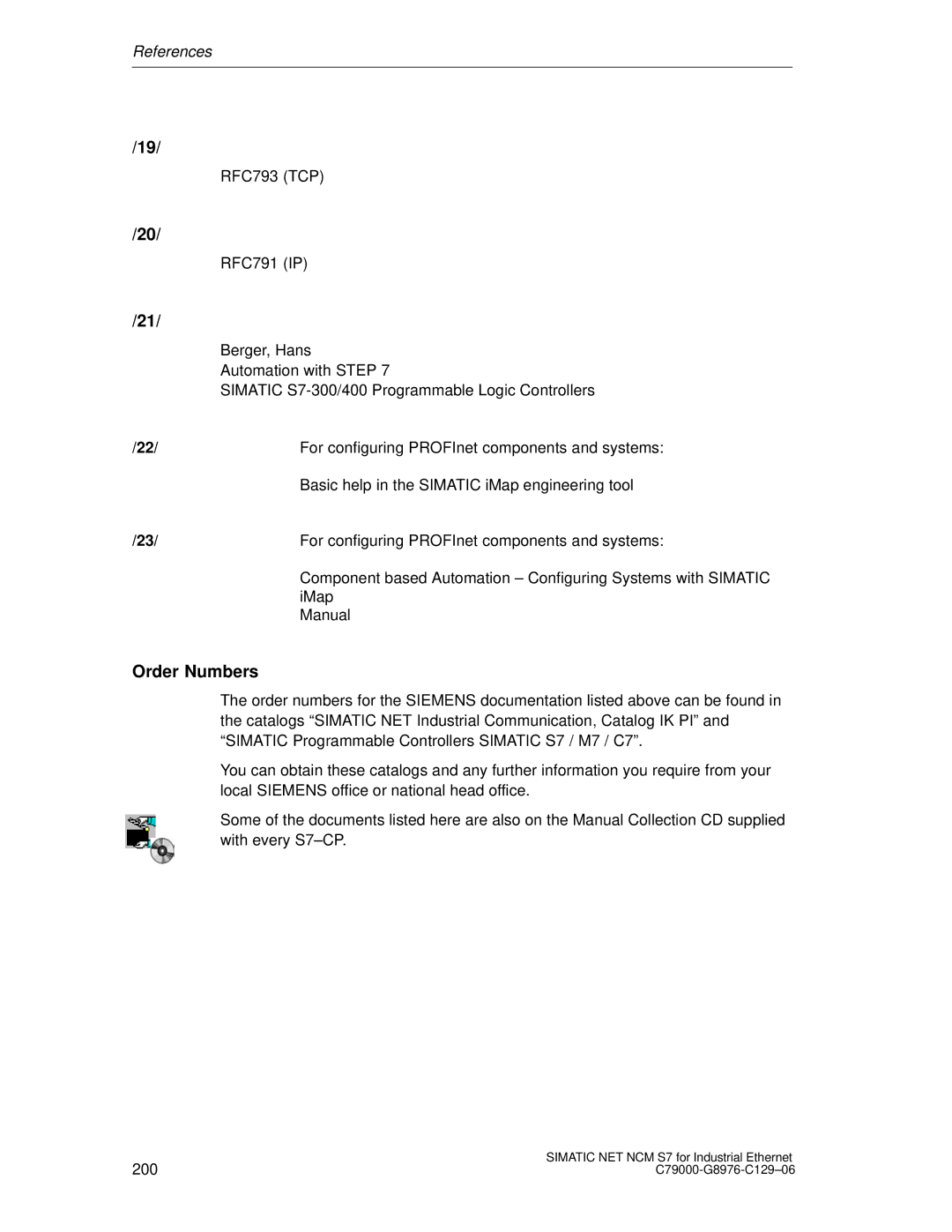 Siemens S7 appendix Order Numbers 