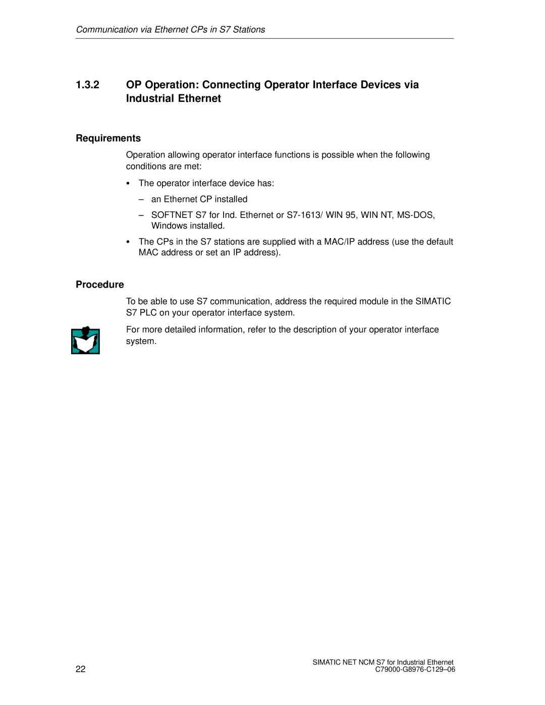 Siemens S7 appendix Requirements, Procedure 