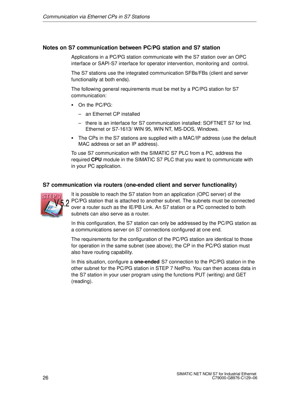 Siemens appendix Communication via Ethernet CPs in S7 Stations 