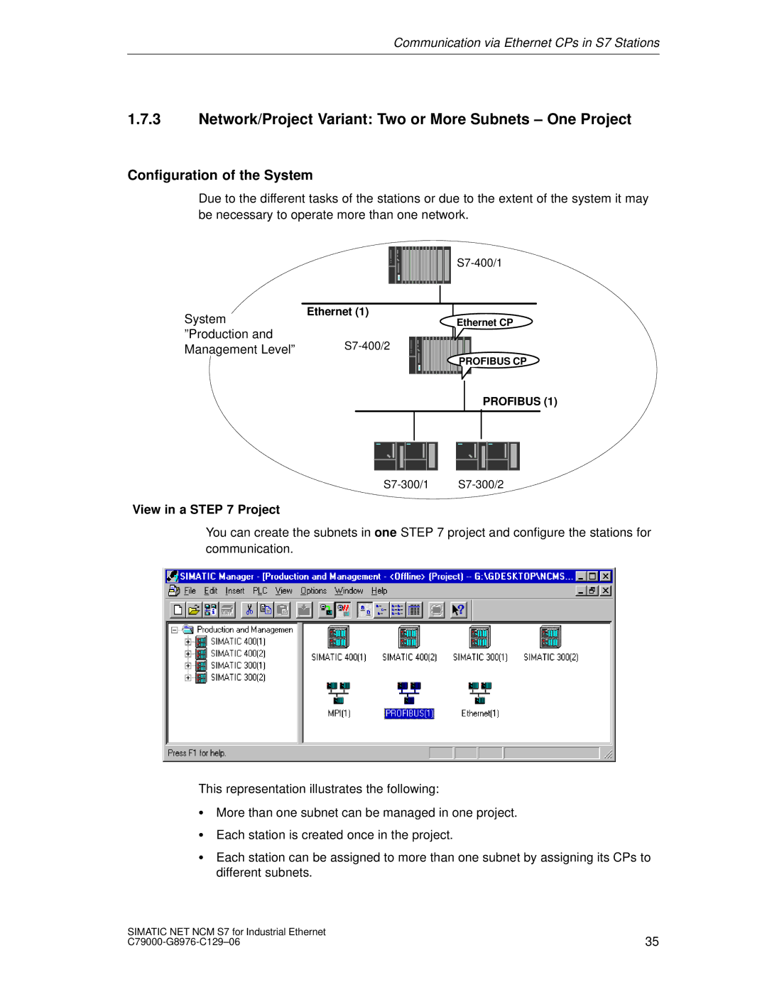 Siemens S7 appendix Network/Project Variant Two or More Subnets One Project 