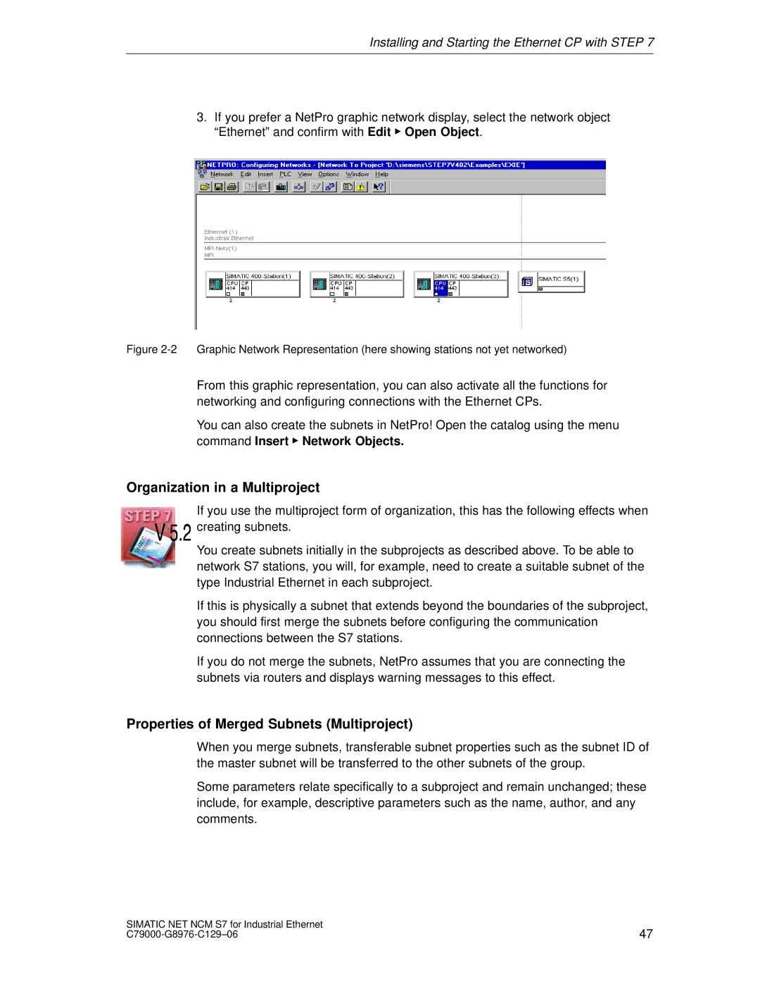 Siemens S7 appendix Organization in a Multiproject, Properties of Merged Subnets Multiproject 