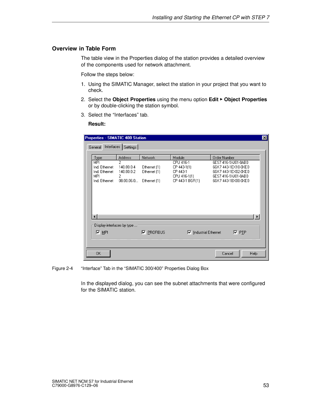 Siemens S7 appendix Overview in Table Form, Result 