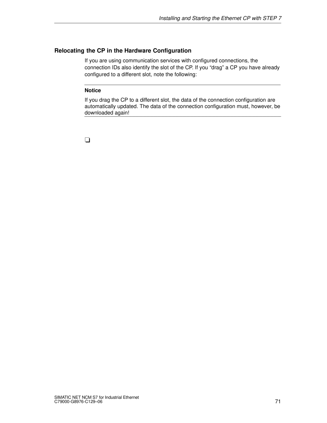 Siemens S7 appendix Relocating the CP in the Hardware Configuration 