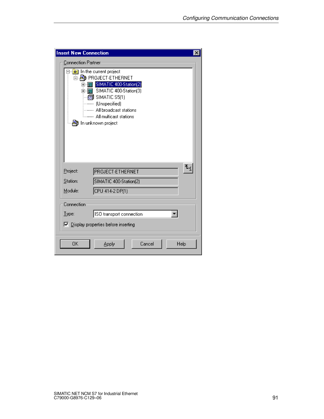 Siemens S7 appendix Configuring Communication Connections 