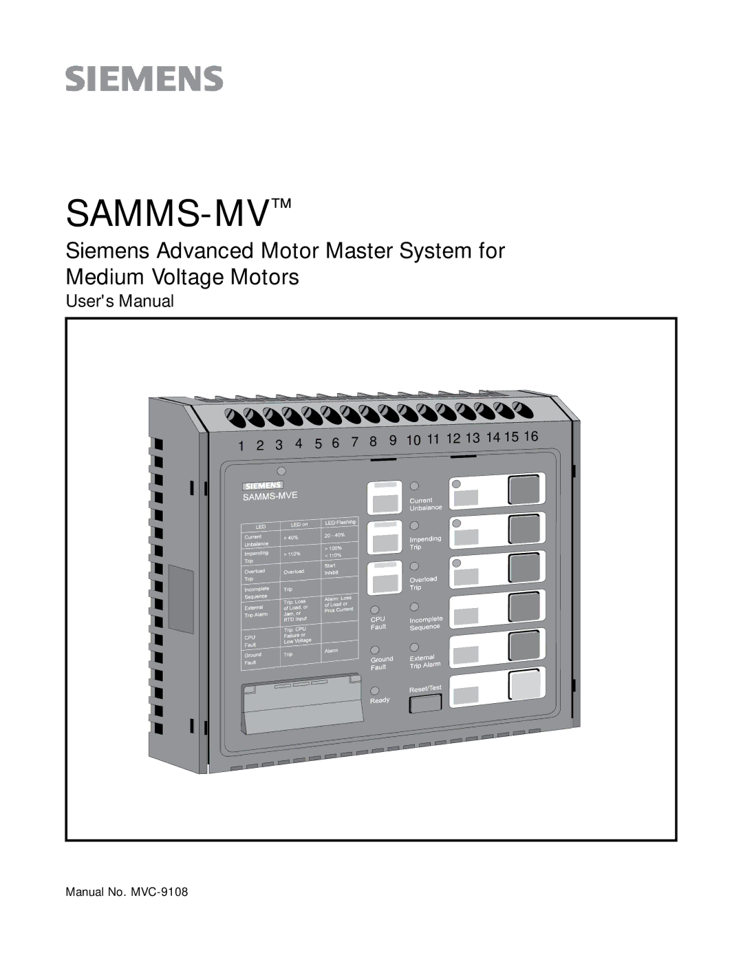 Siemens SAMMS-MV user manual Samms-Mv 