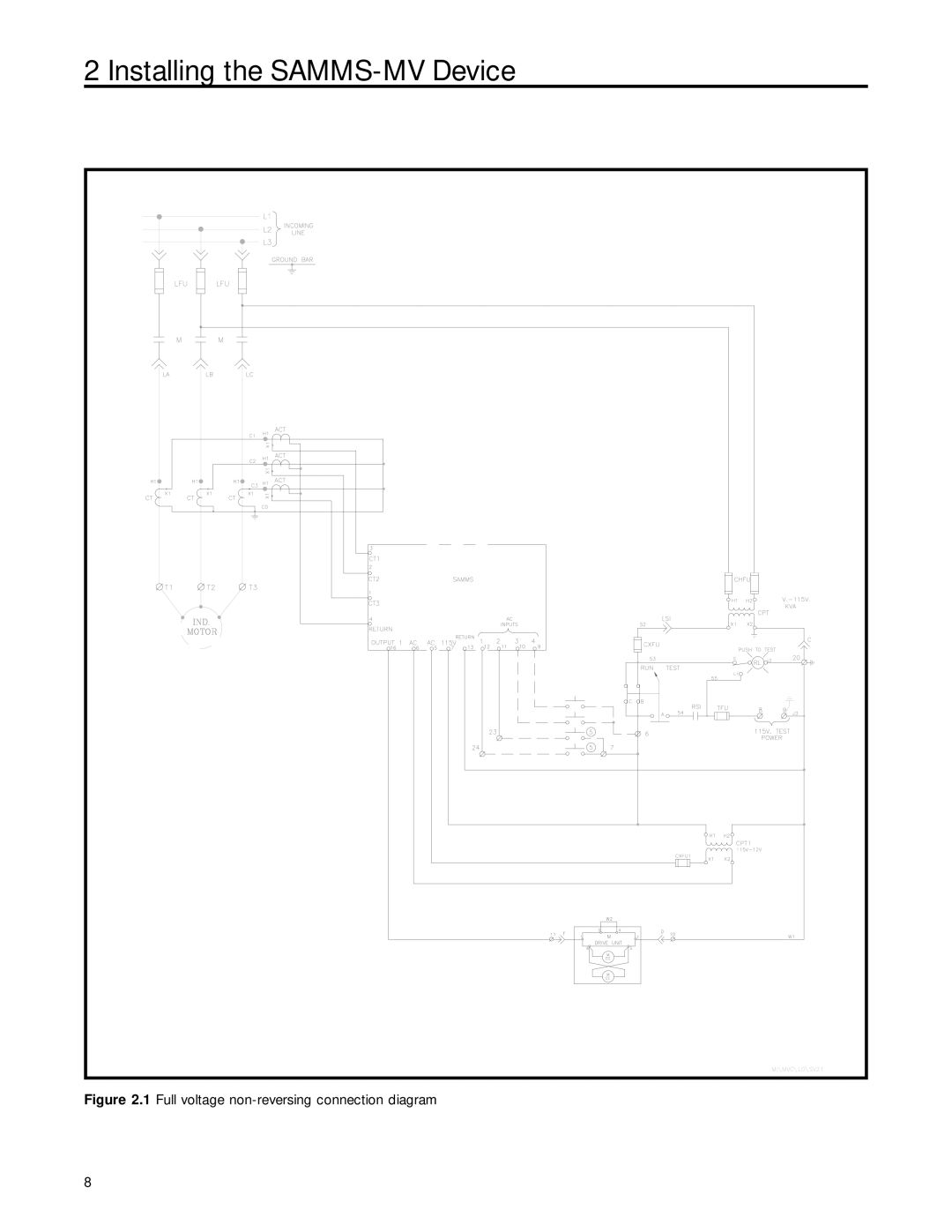 Siemens SAMMS-MV user manual Full voltage non-reversing connection diagram 