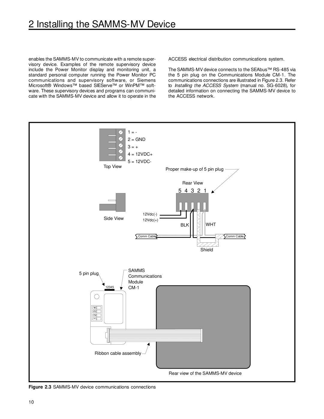 Siemens user manual SAMMS-MV device communications connections 