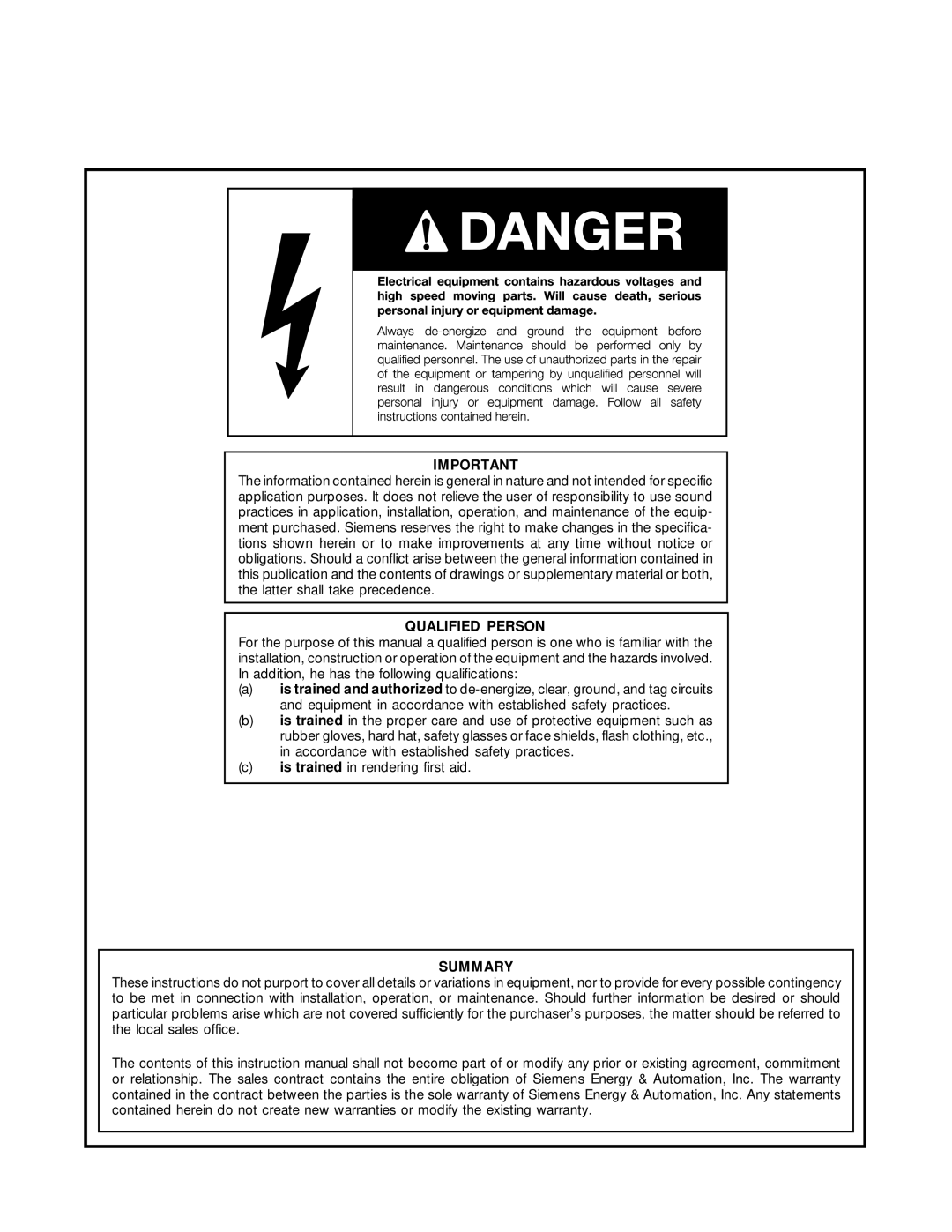 Siemens SAMMS-MV user manual Qualified Person 