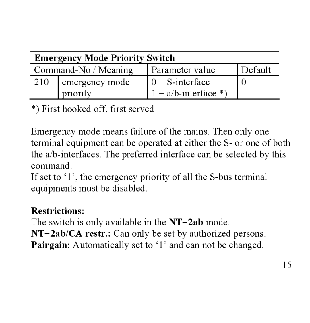Siemens SANTIS-ab user manual Emergency Mode Priority Switch, Restrictions 