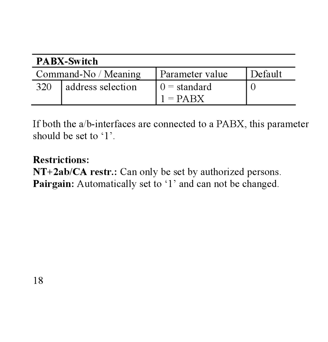 Siemens SANTIS-ab user manual PABX-Switch, Restrictions 