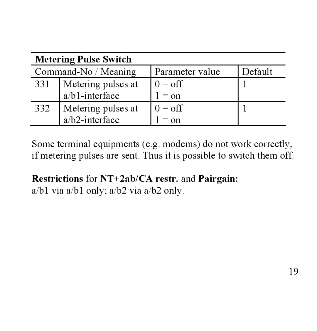 Siemens SANTIS-ab user manual Metering Pulse Switch 