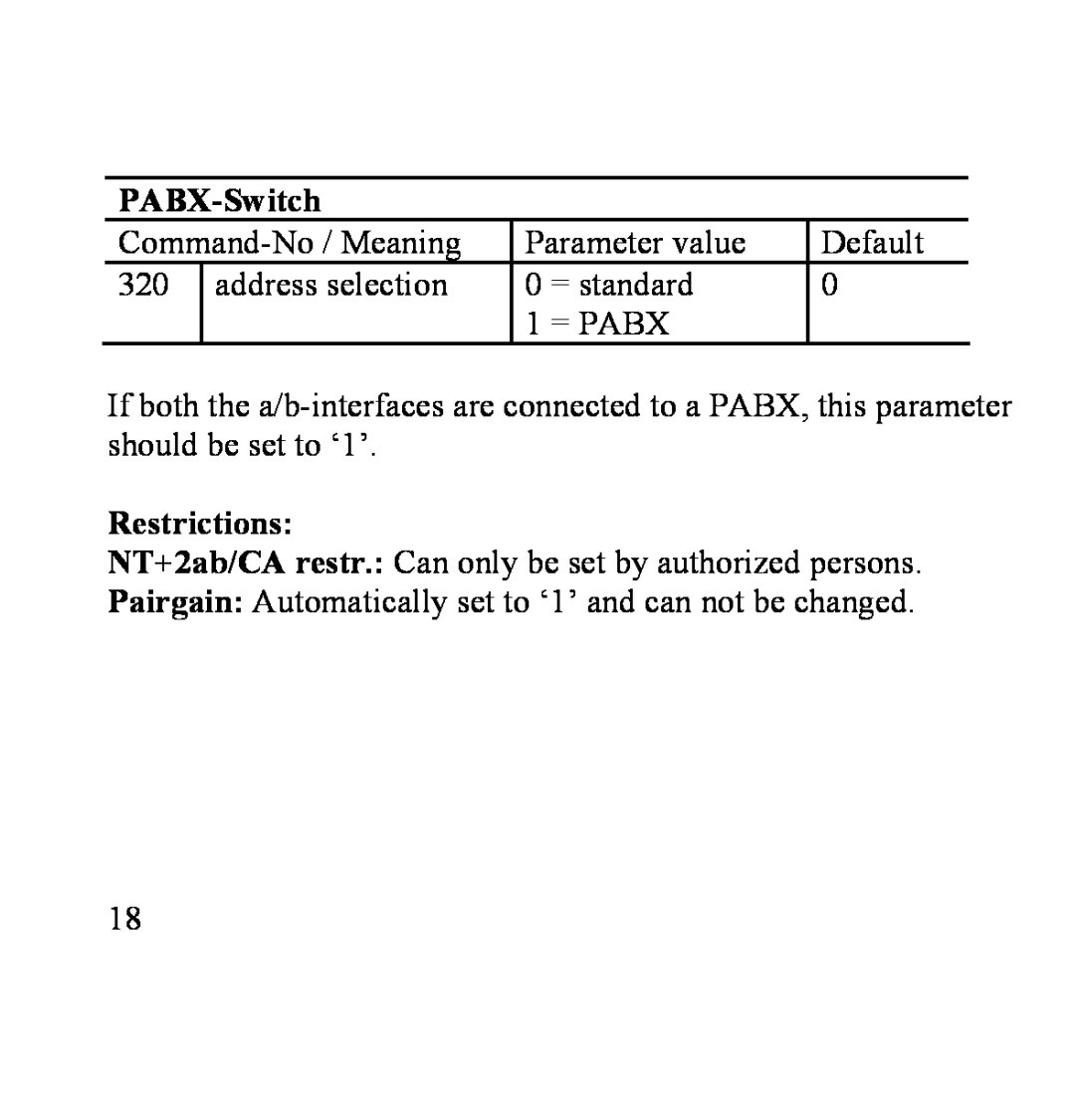 Siemens SANTIS-ab user manual PABX-Switch, Restrictions 