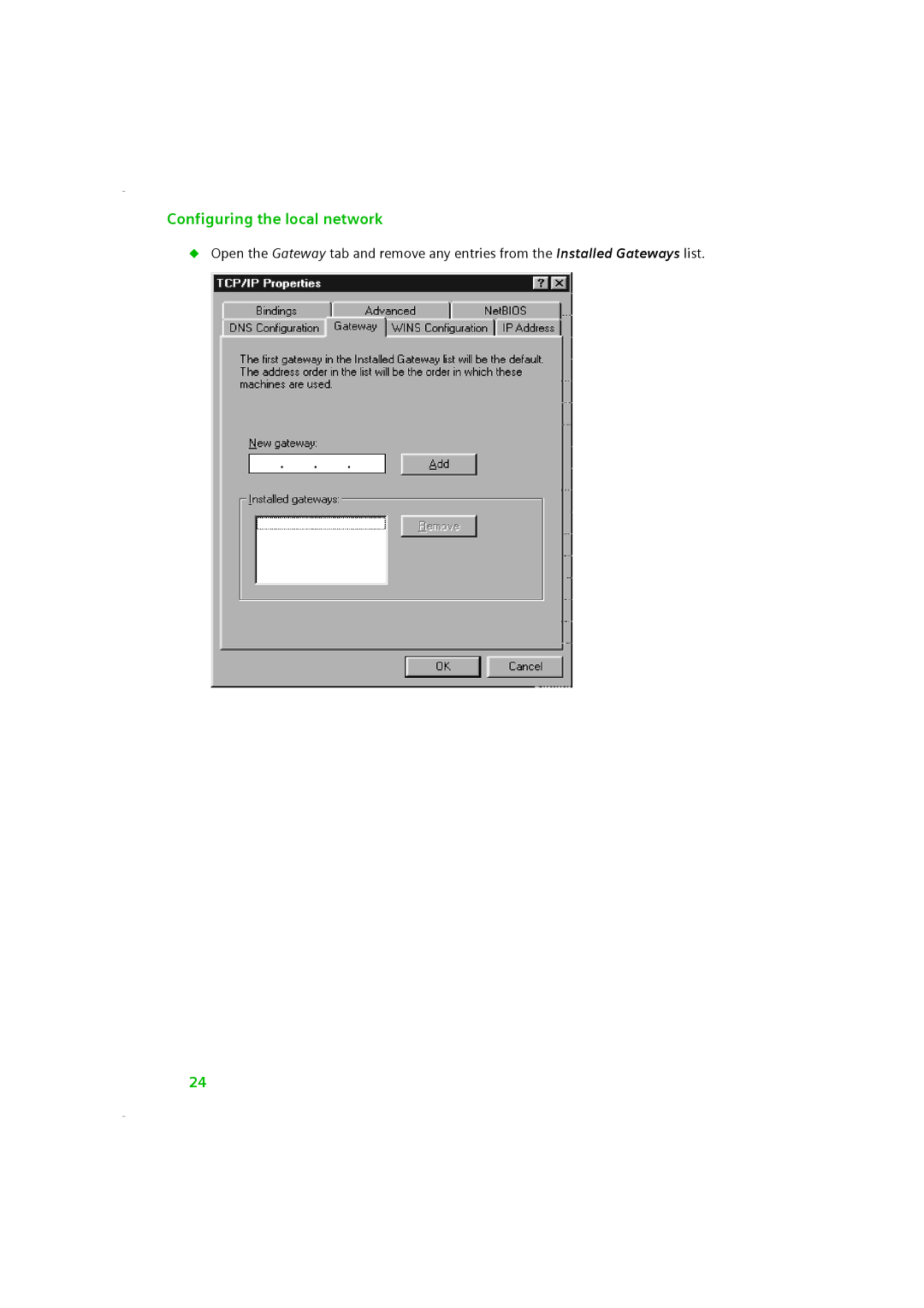 Siemens SE505 manual Configuring the local network 