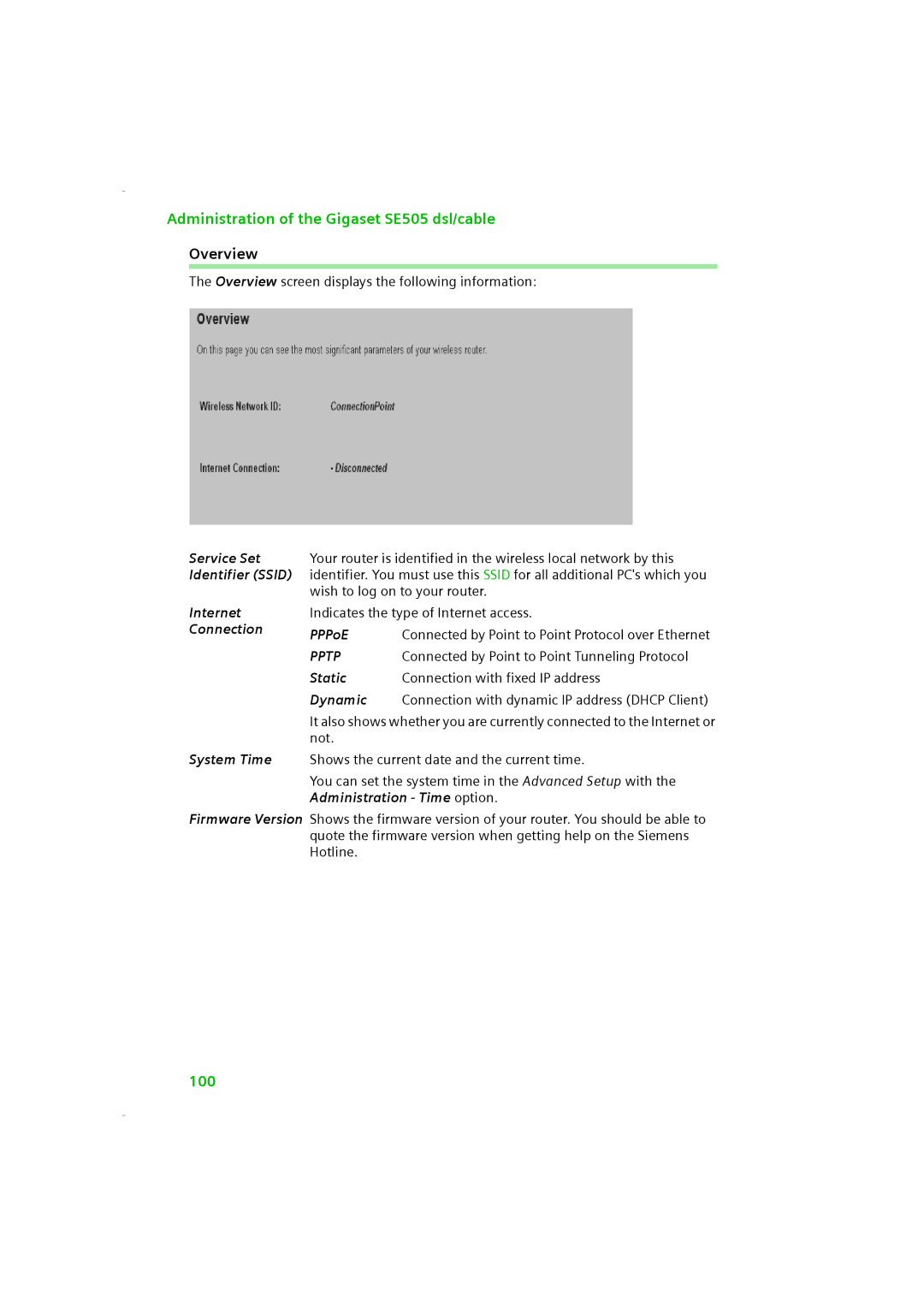 Siemens SE505 manual Overview 