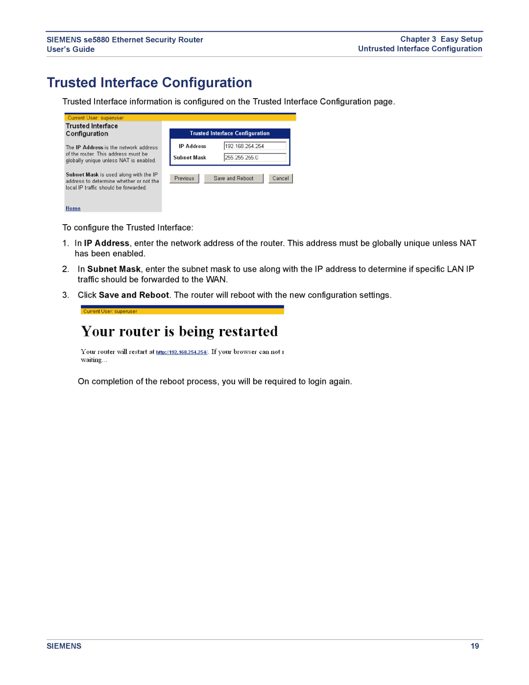 Siemens se5880 manual Trusted Interface Configuration 