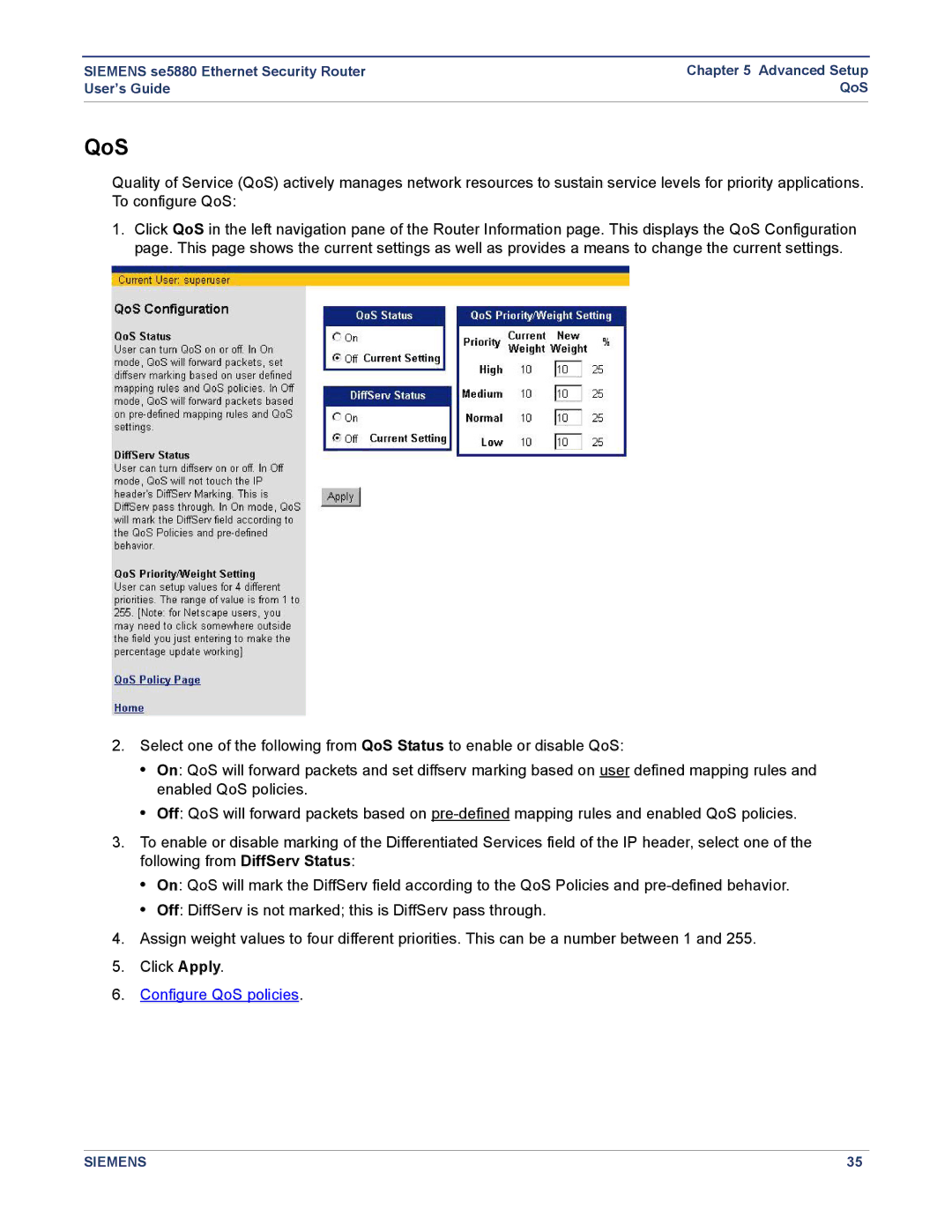 Siemens se5880 manual QoS 