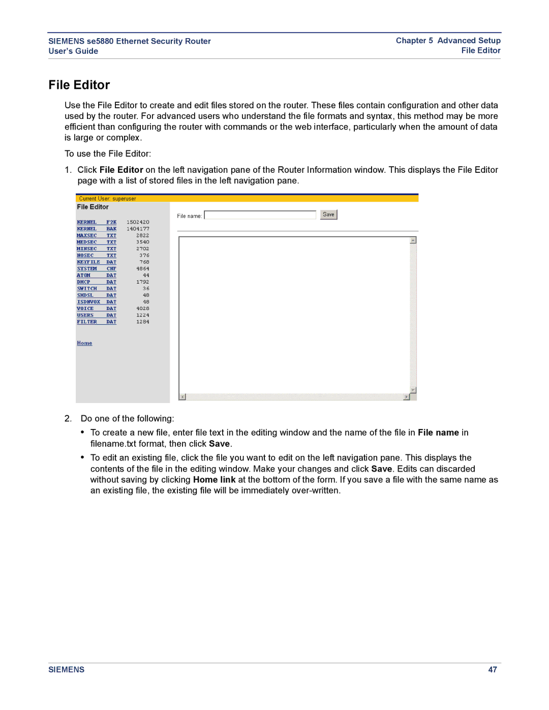 Siemens se5880 manual File Editor 