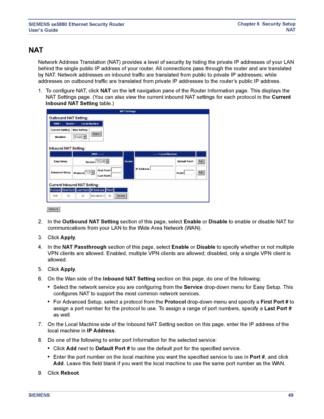 Siemens se5880 manual Nat 