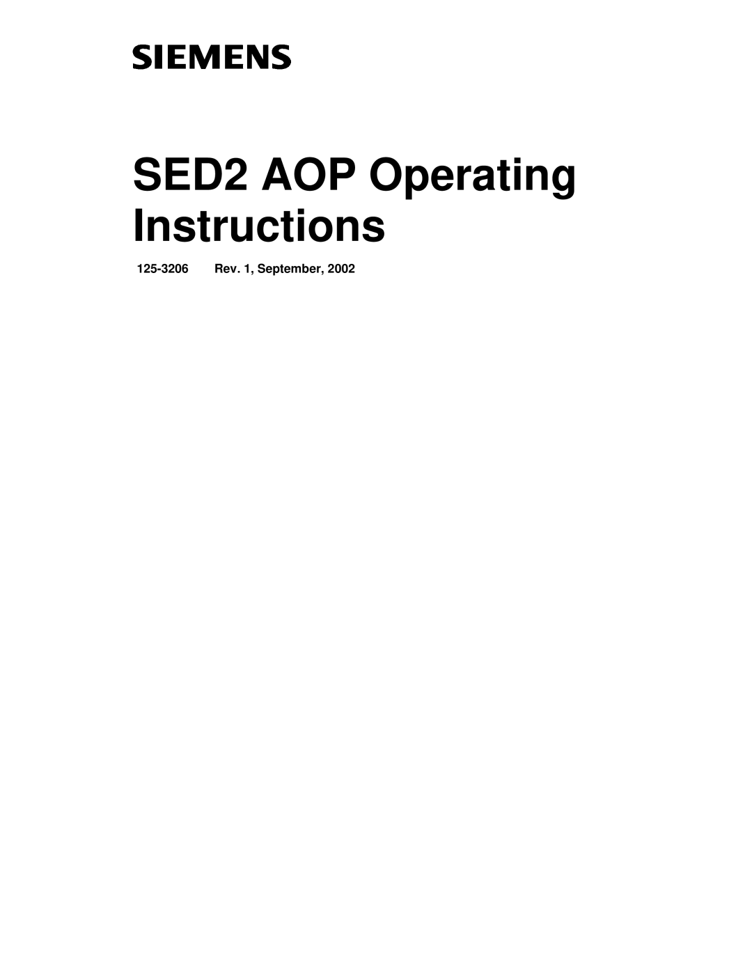 Siemens manual SED2 AOP Operating Instructions, Rev , September 