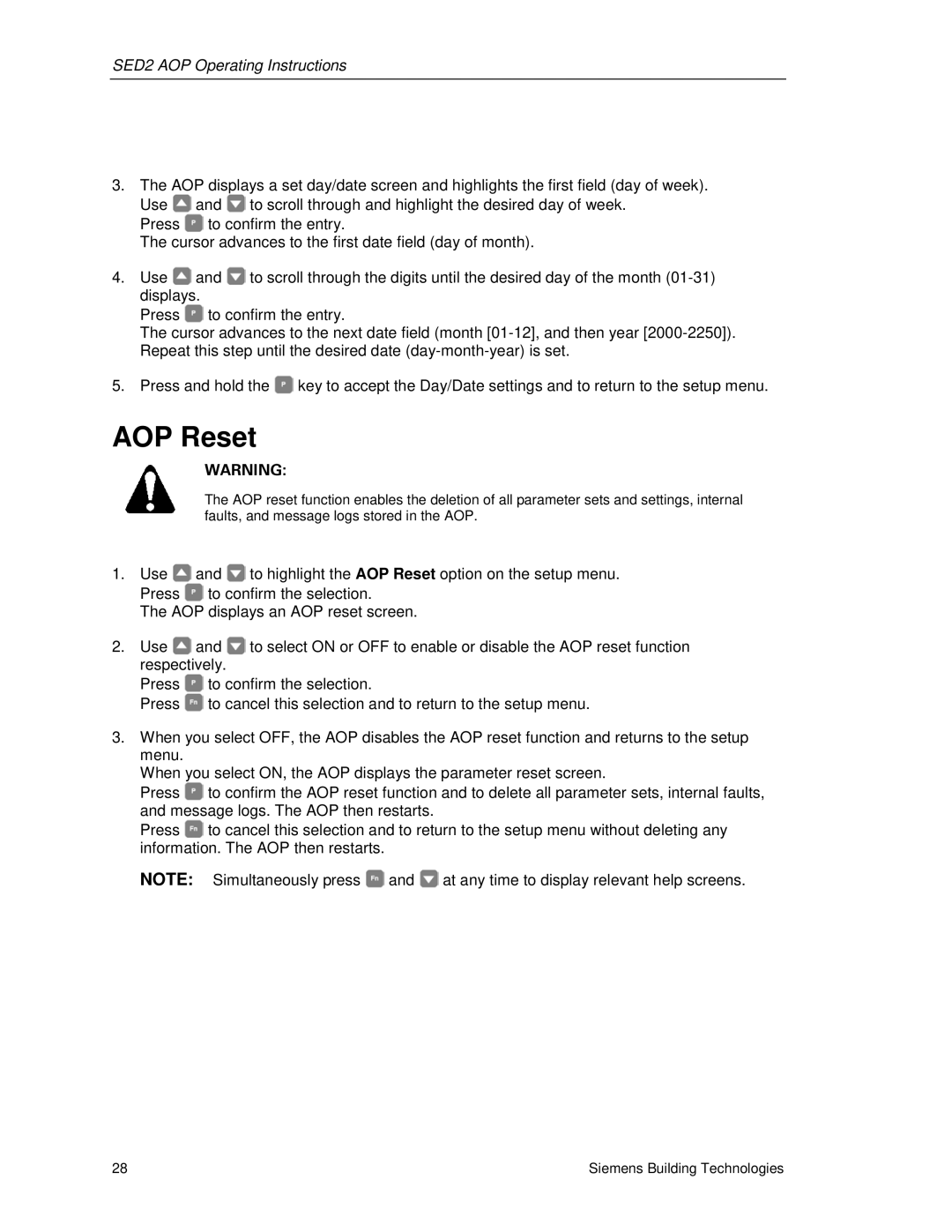 Siemens SED2 manual AOP Reset, $51,1 