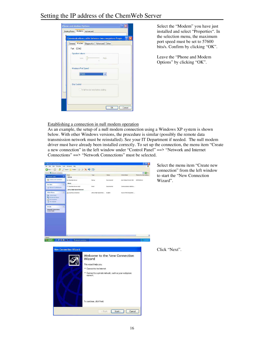 Siemens manual Setting the IP address of the ChemWeb Server 