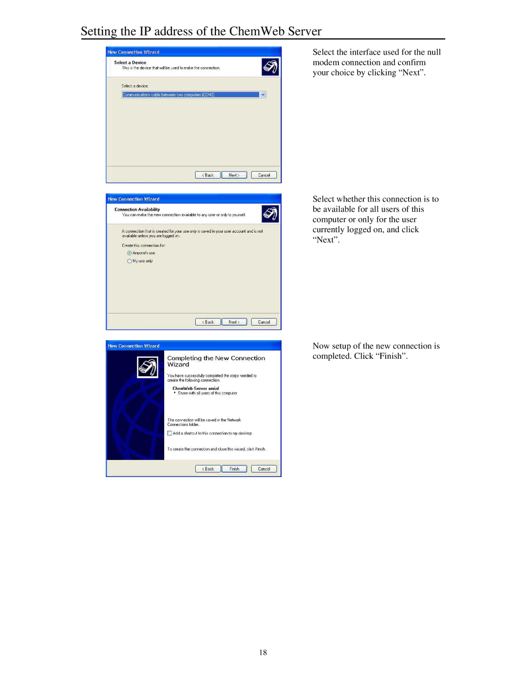 Siemens manual Setting the IP address of the ChemWeb Server 