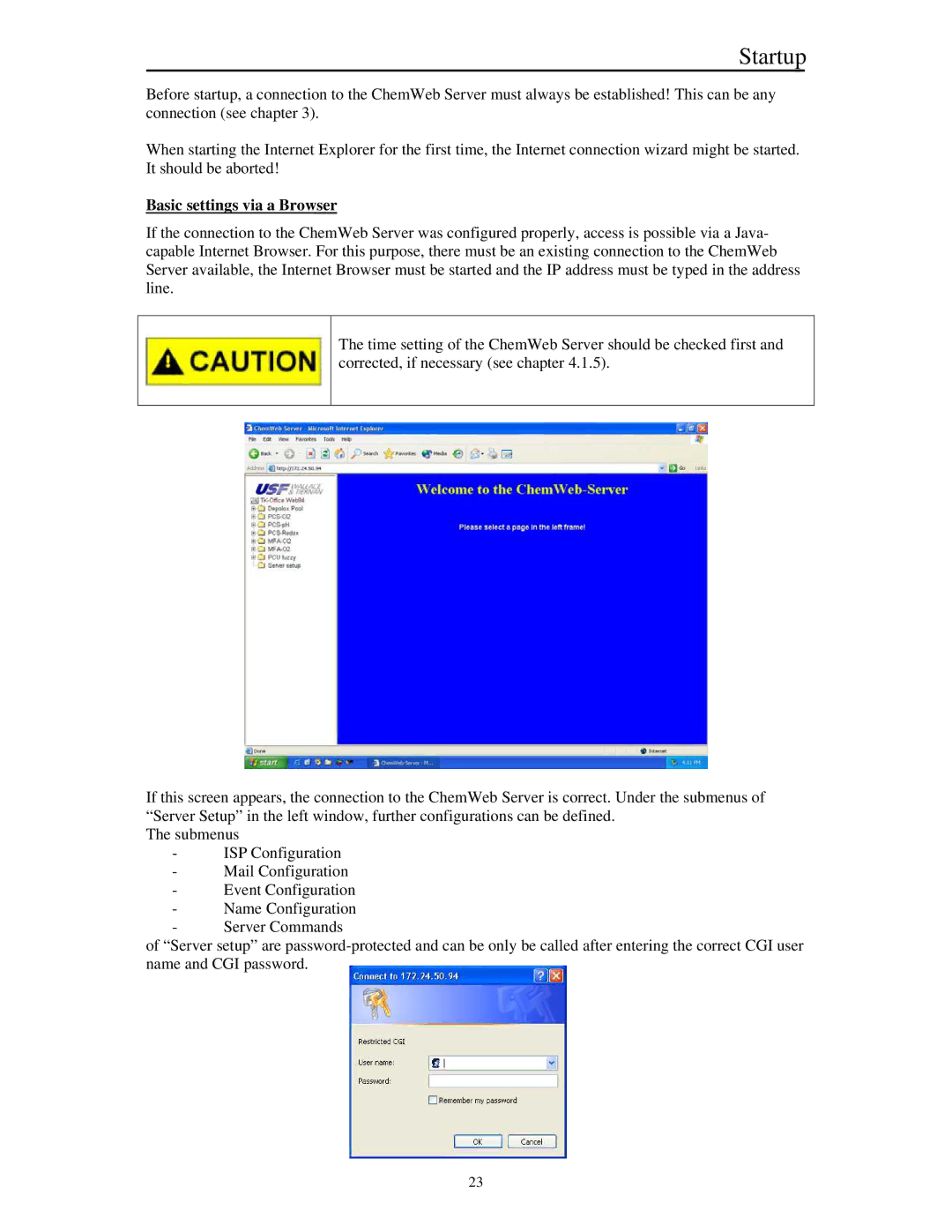 Siemens Server manual Startup, Basic settings via a Browser 