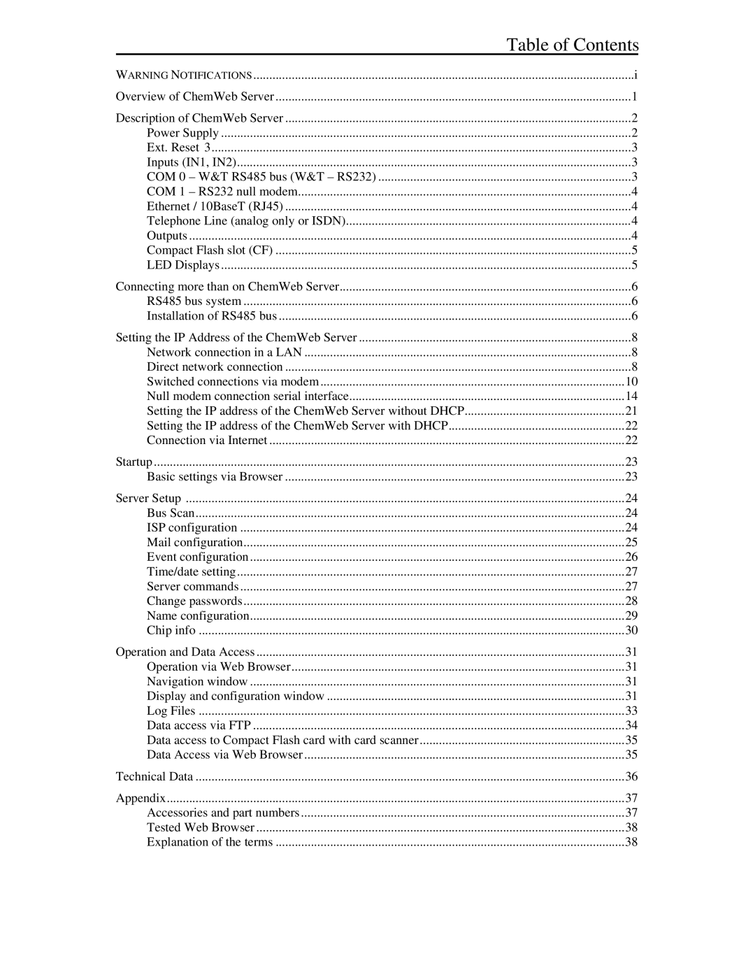 Siemens Server manual Table of Contents 