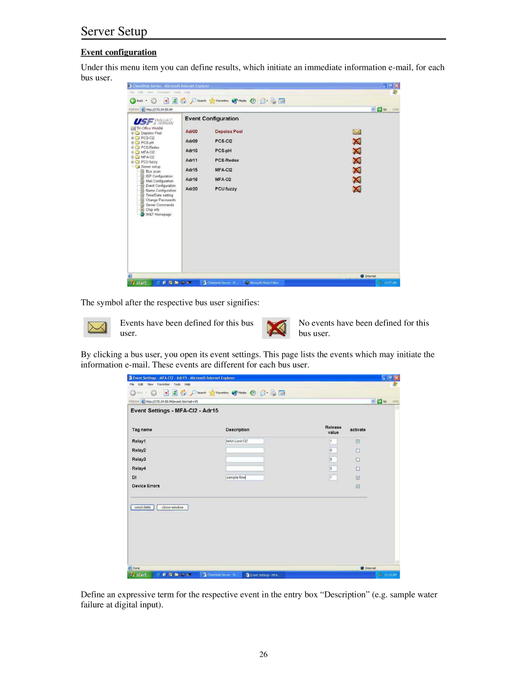 Siemens Server manual Event configuration 